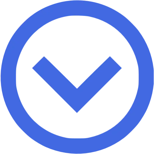 Blue Downward Arrow Symbol in Circle