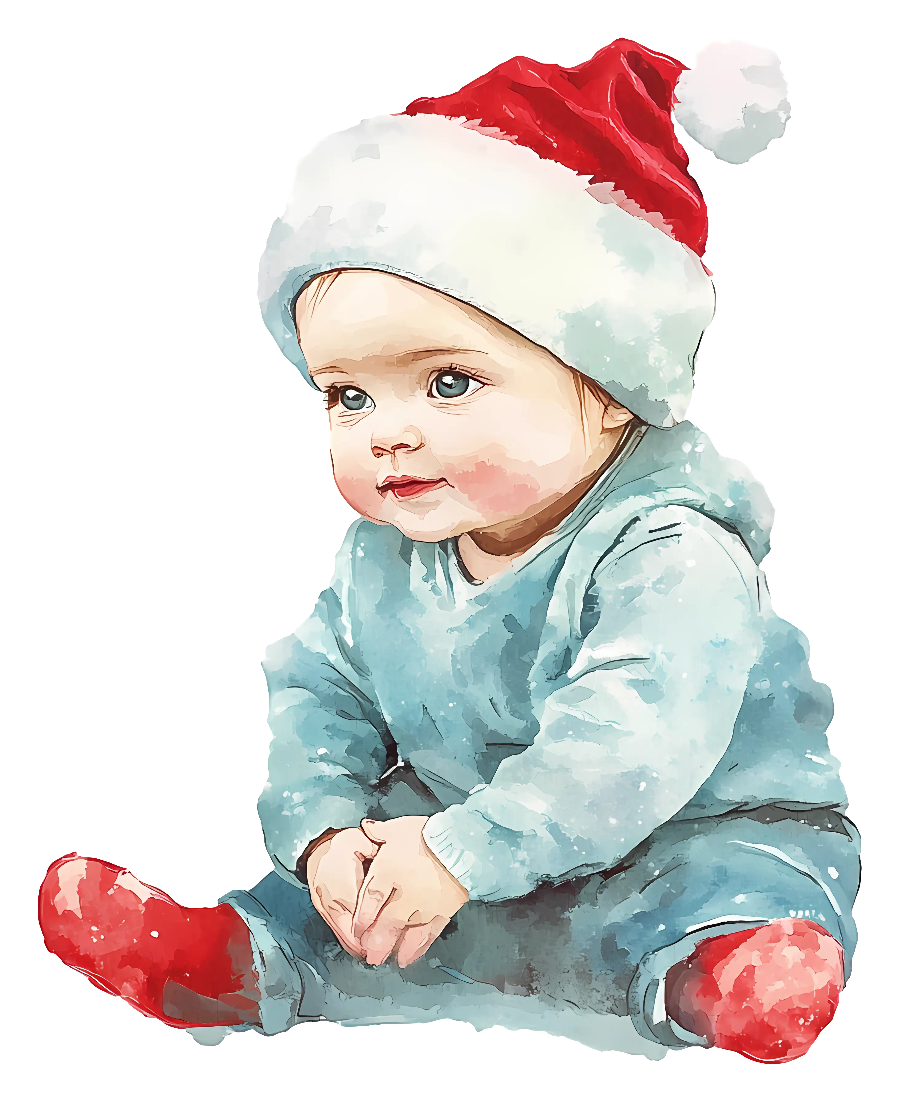 Baby in Santa Hat Sitting
