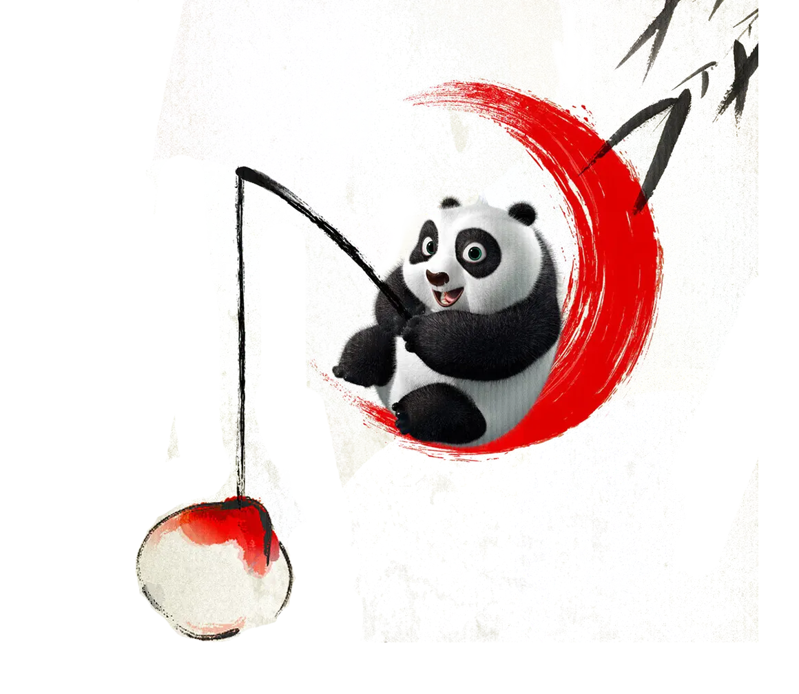 Panda Fishing in Red Circle