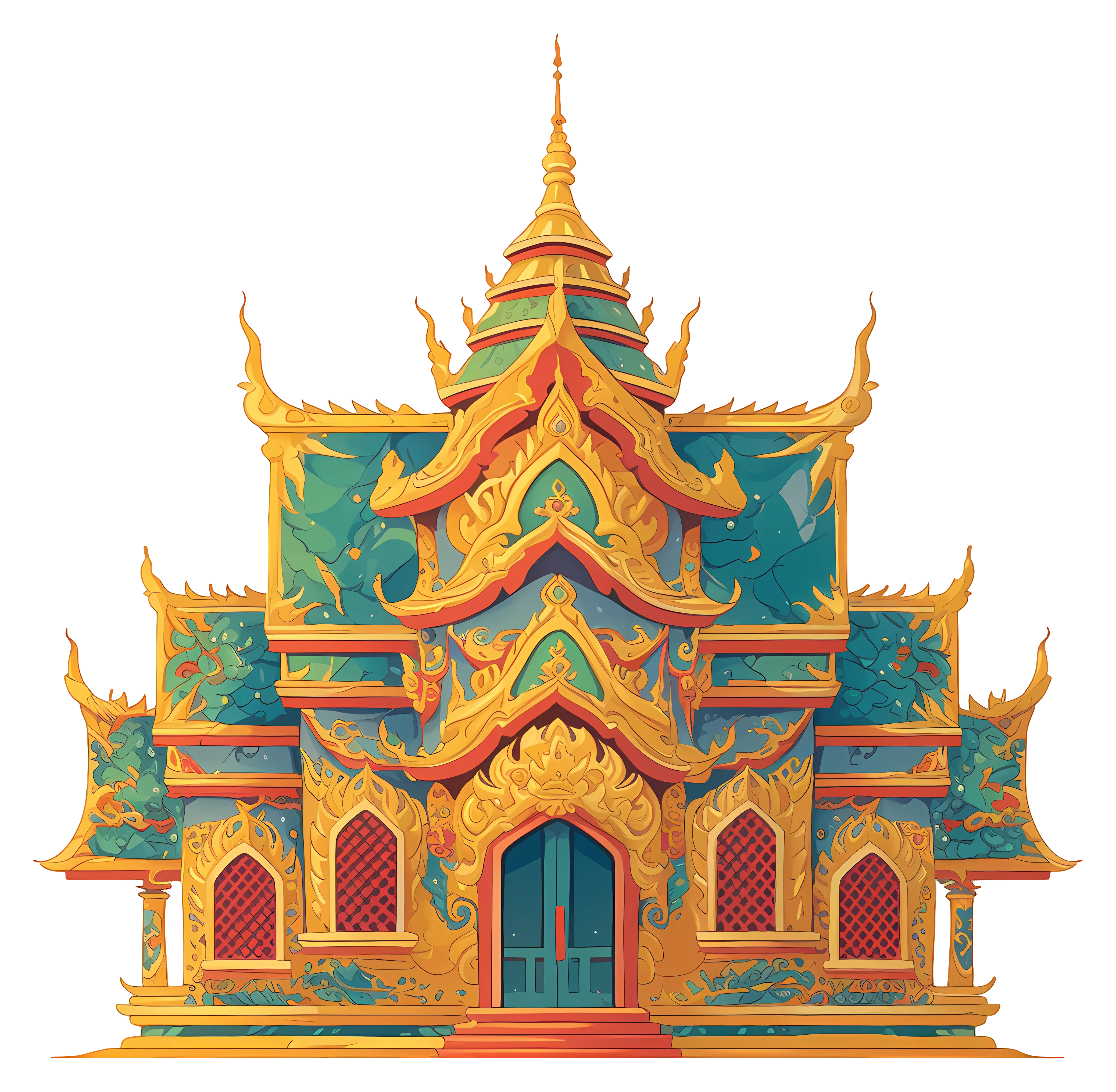 Ornate Asian Temple with Golden Design