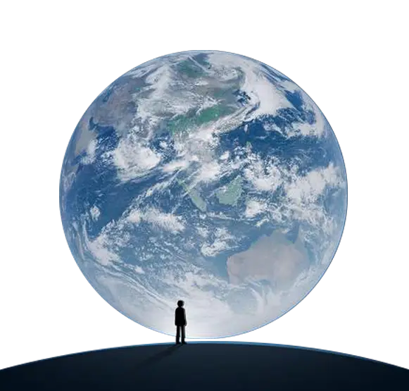 Person Standing in Front of Earth