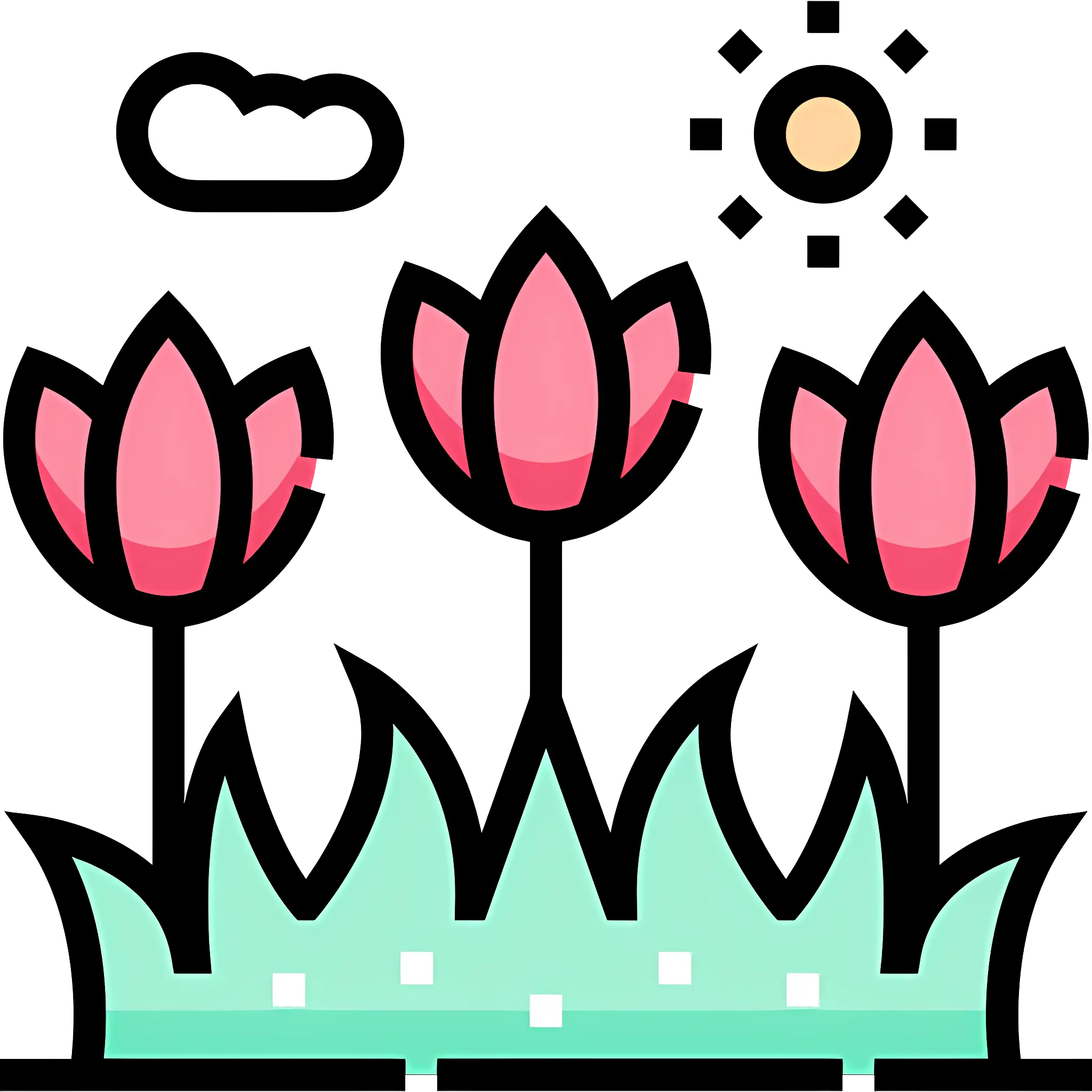 Tulips in Garden Illustration