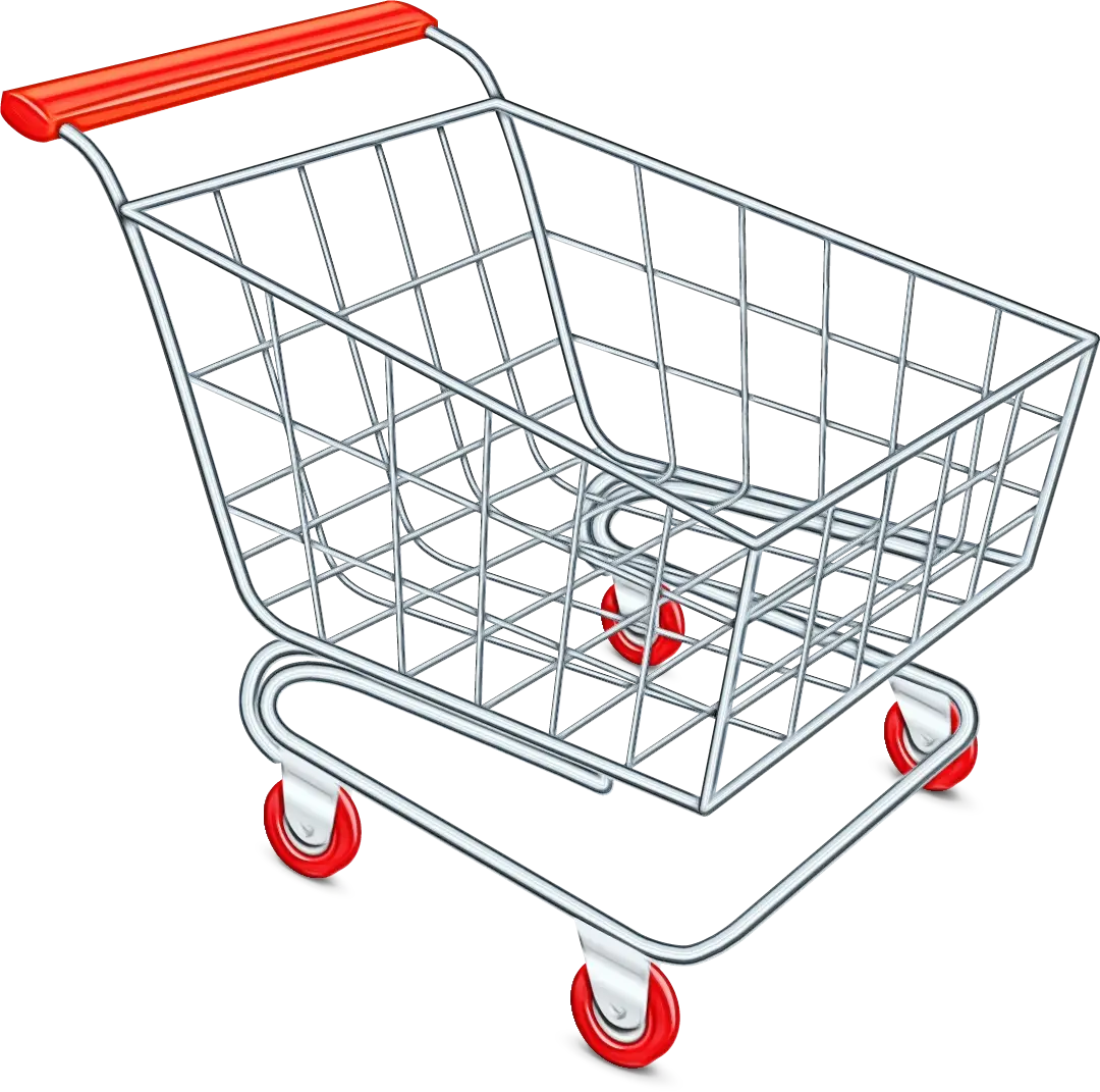 Shopping Cart Illustration with Red Handle