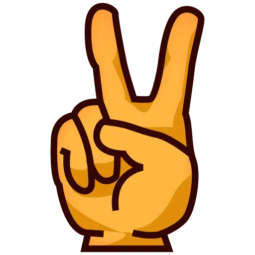 Yellow Hand Victory Gesture Illustration