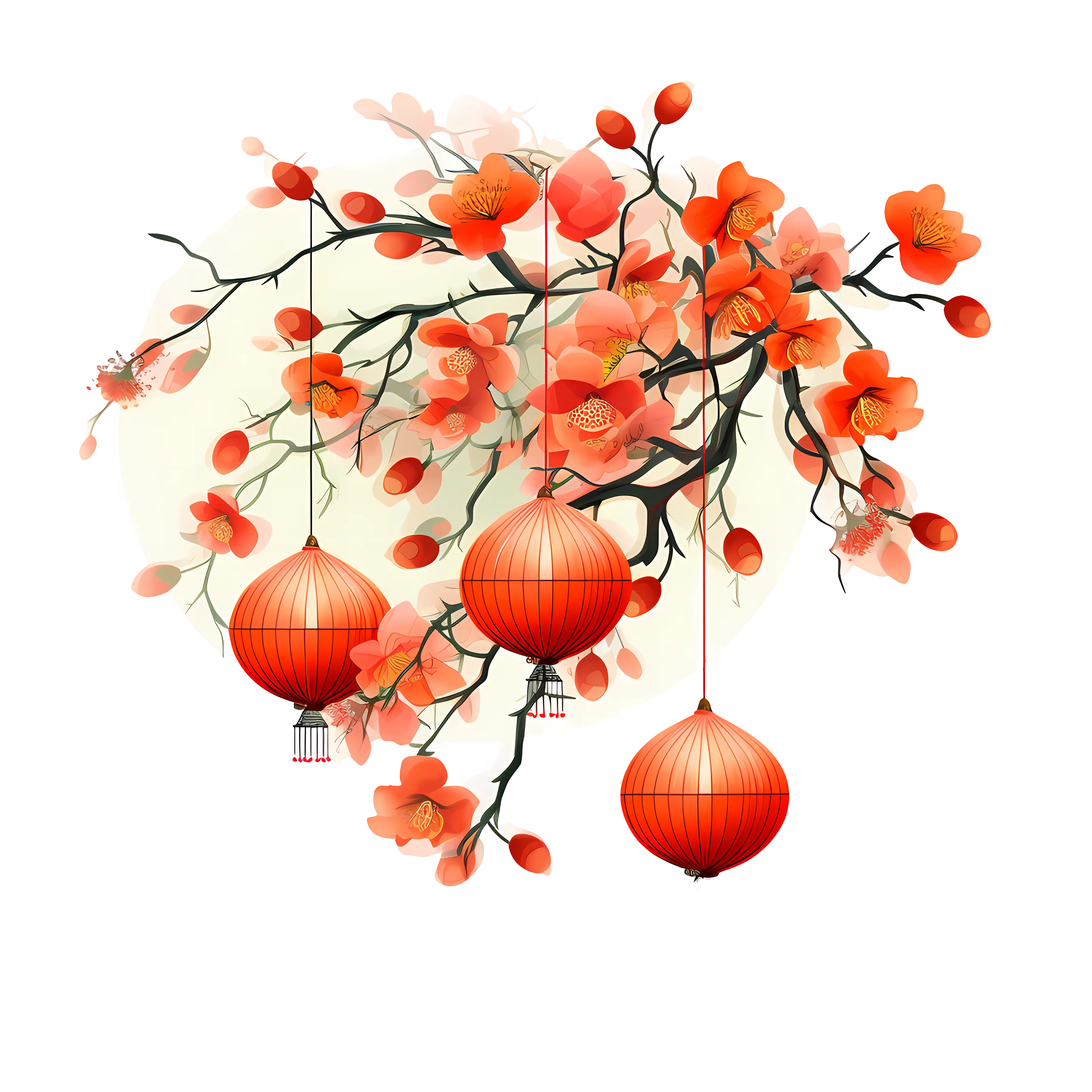 Cherry Blossoms with Lanterns