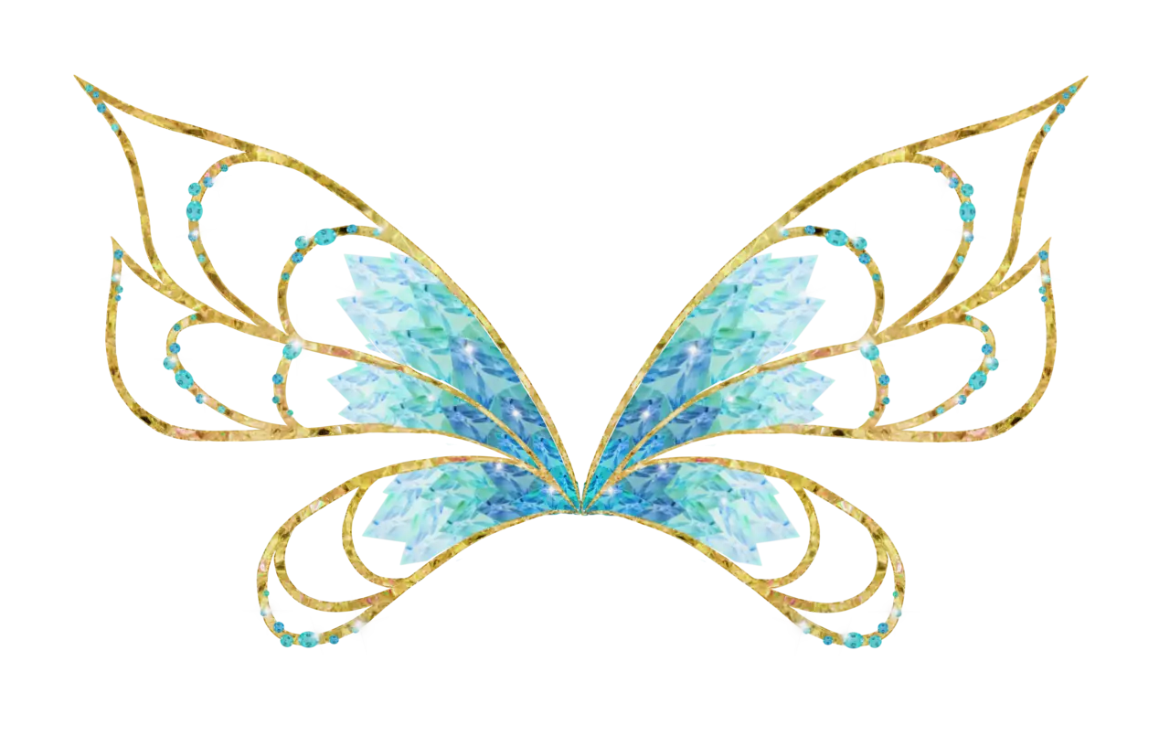 Blue and Gold Fairy Wings Illustration