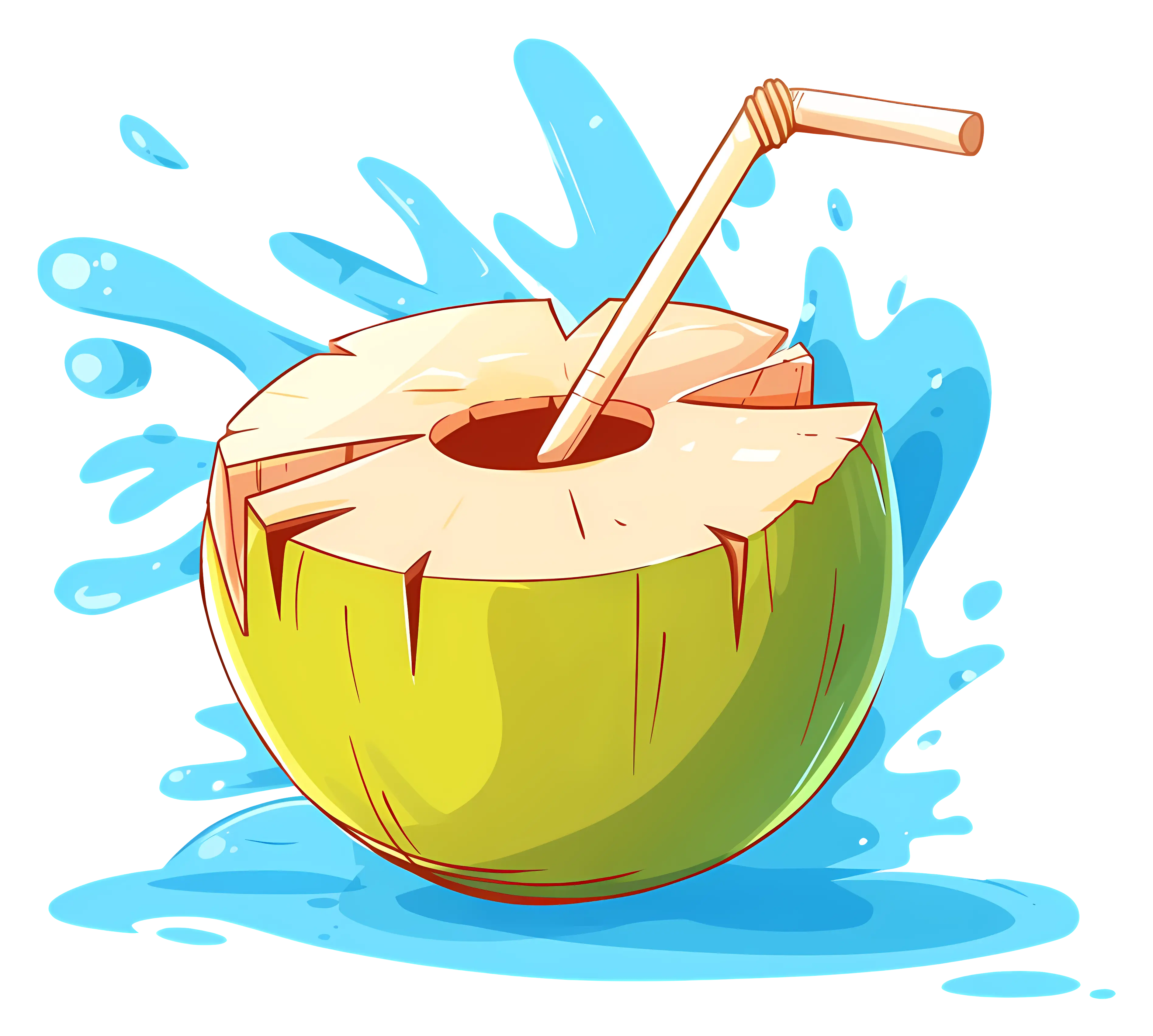 Refreshing Coconut Drink with Straw