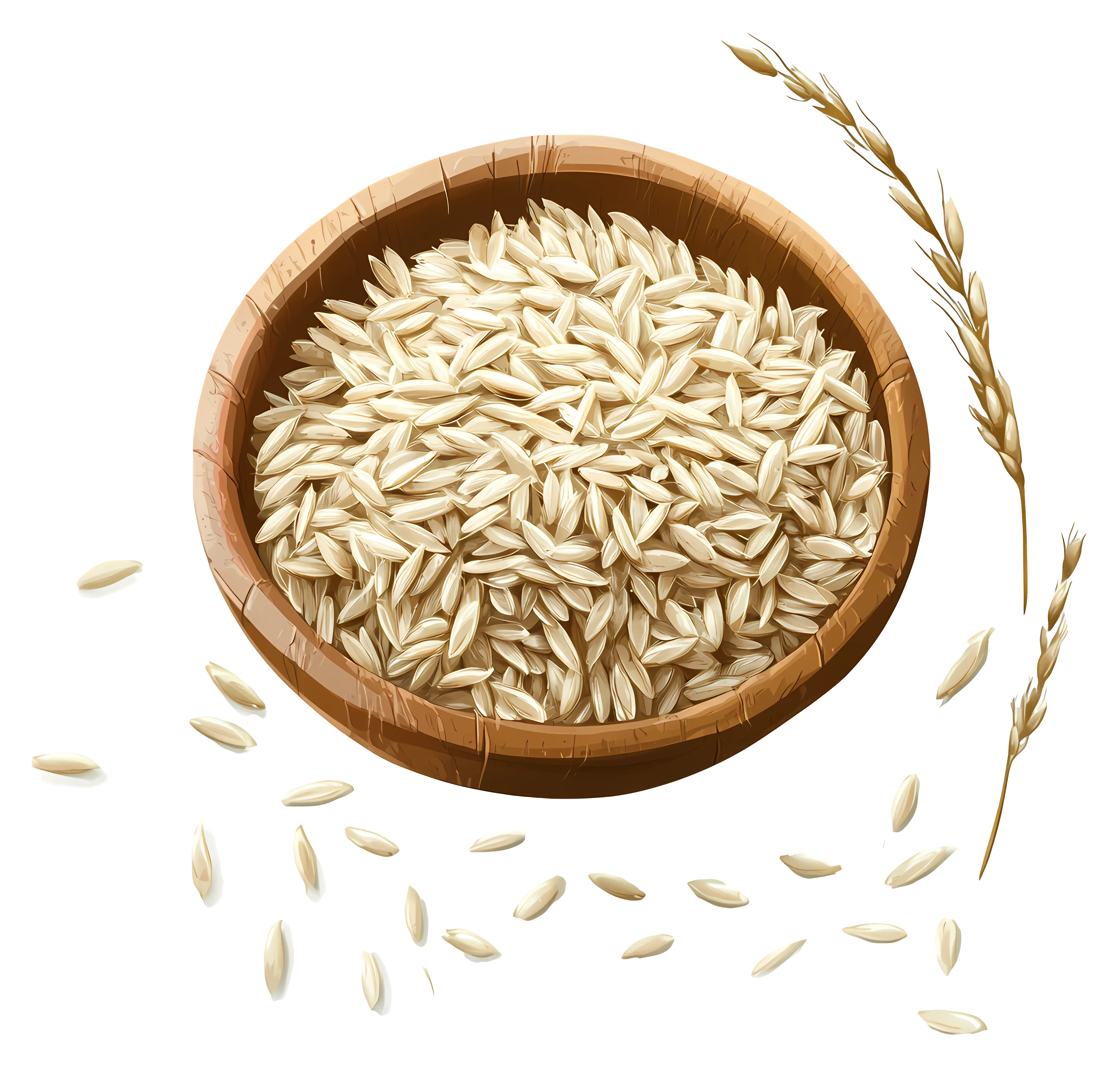 Bowl of Rice with Stalks