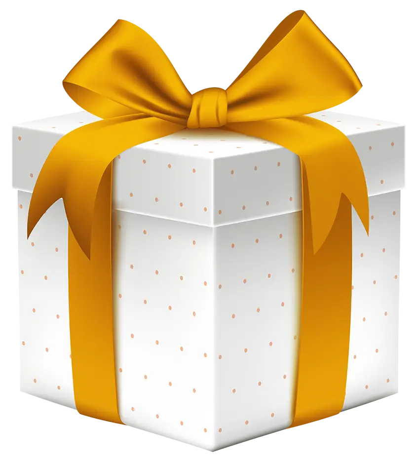 Gift Box Wrapped with Gold Ribbon