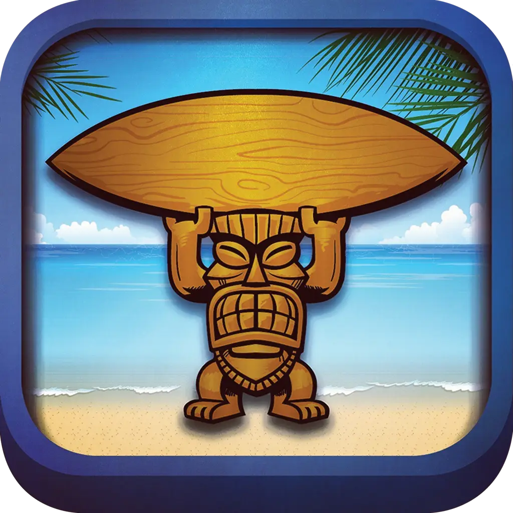 Tiki Statue with Surfboard