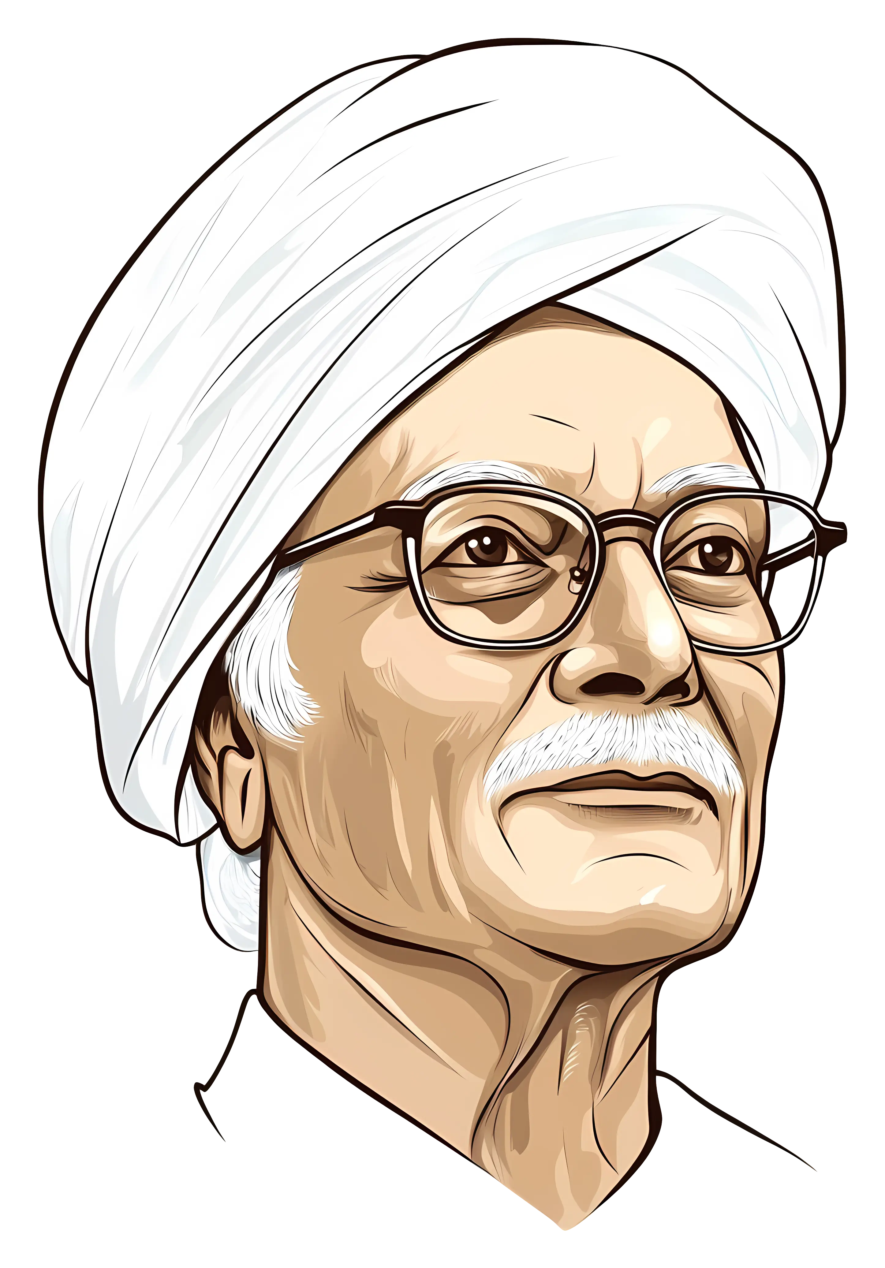 Elderly Man with Turban and Glasses