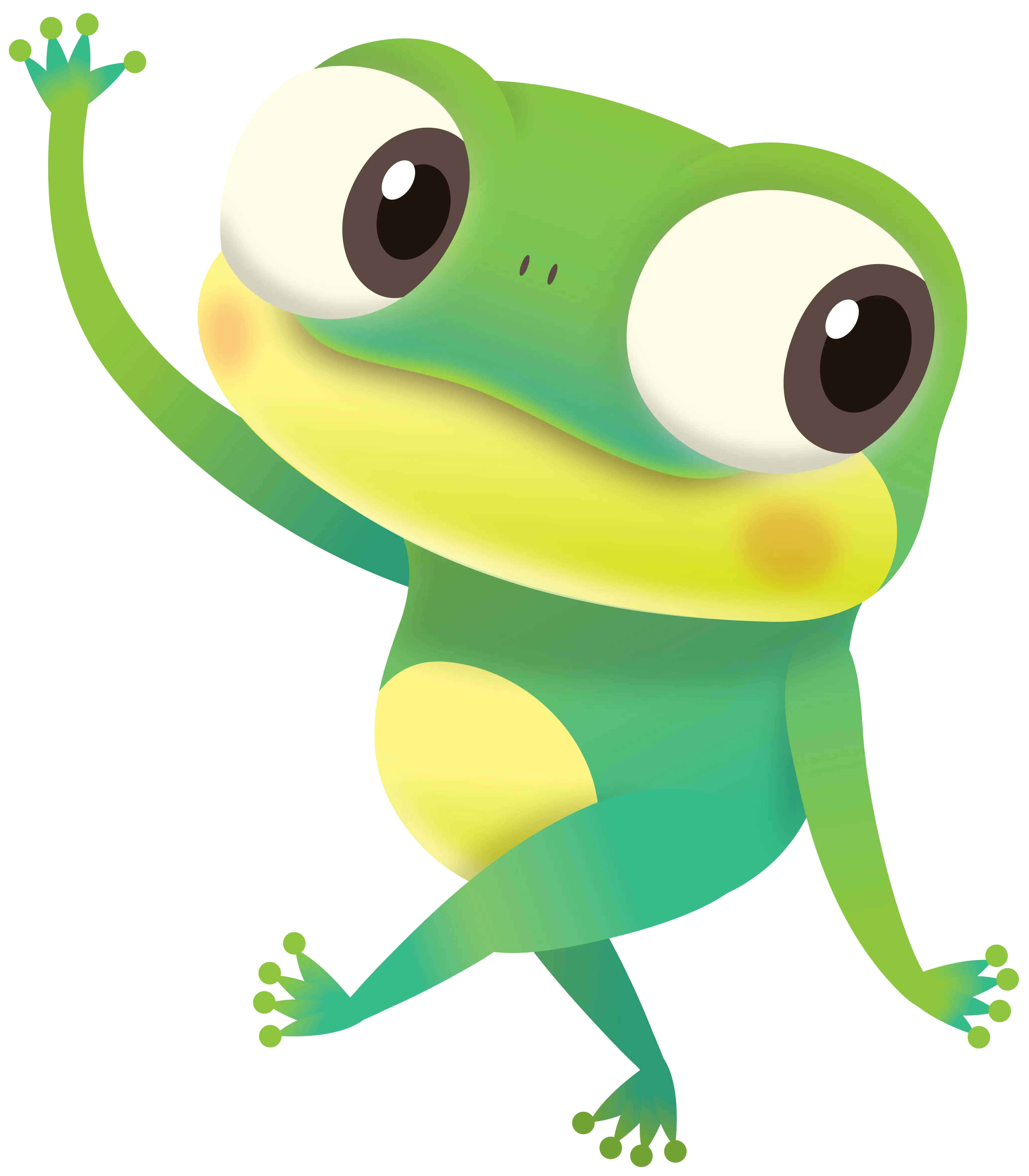 Green Cartoon Frog Waving