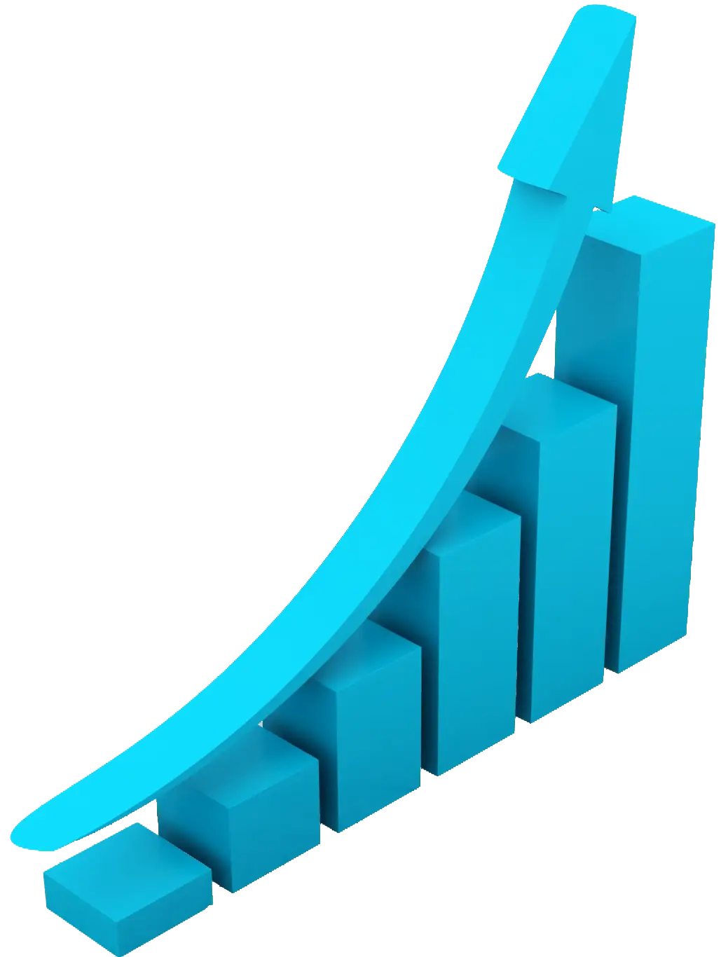 Blue 3D Bar Graph Representing Growth
