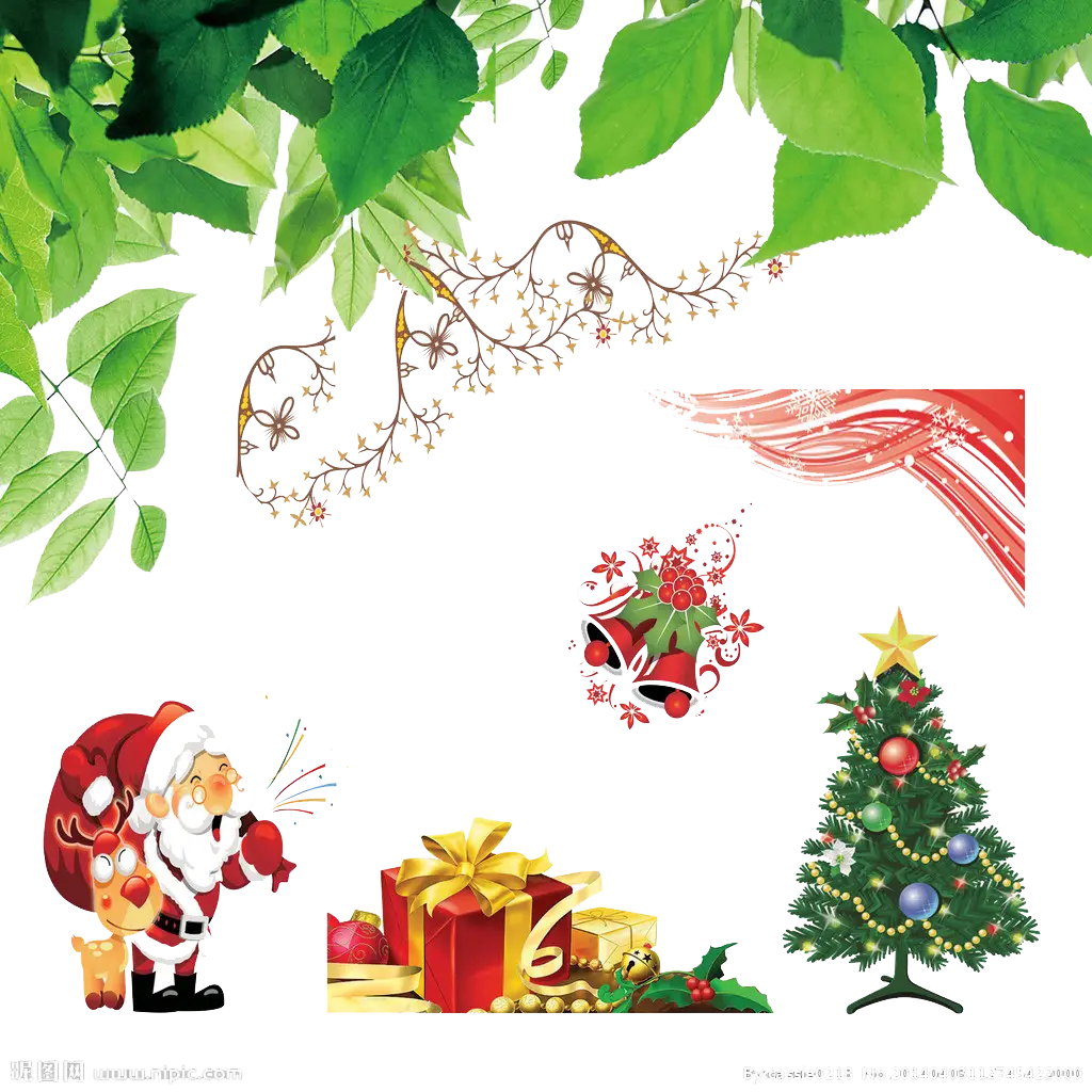 Christmas Decorations with Santa Claus and Tree