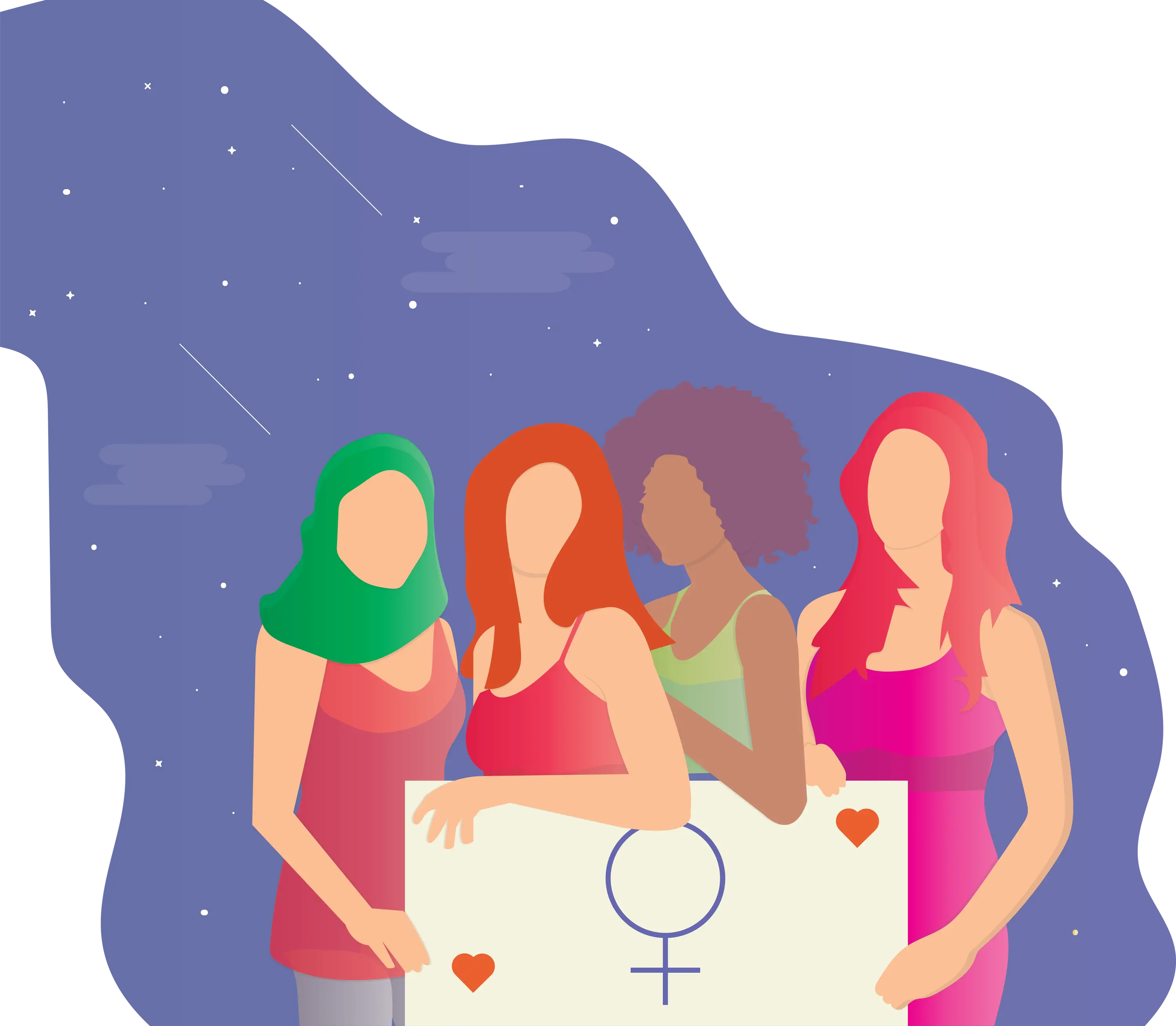 Group of Women Protest Illustration for Equality