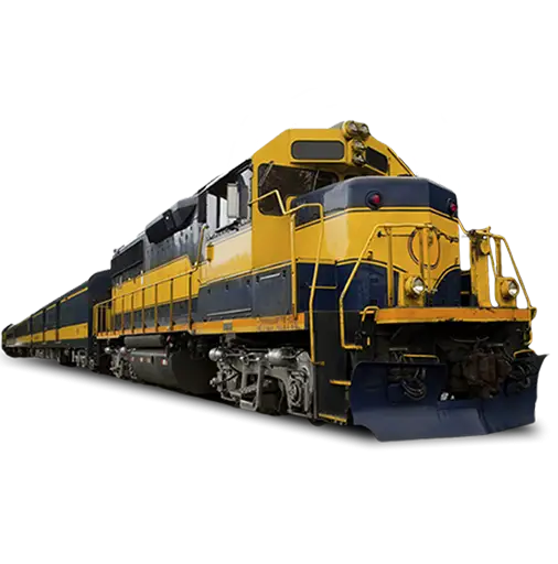 Modern Yellow and Blue Train on Tracks