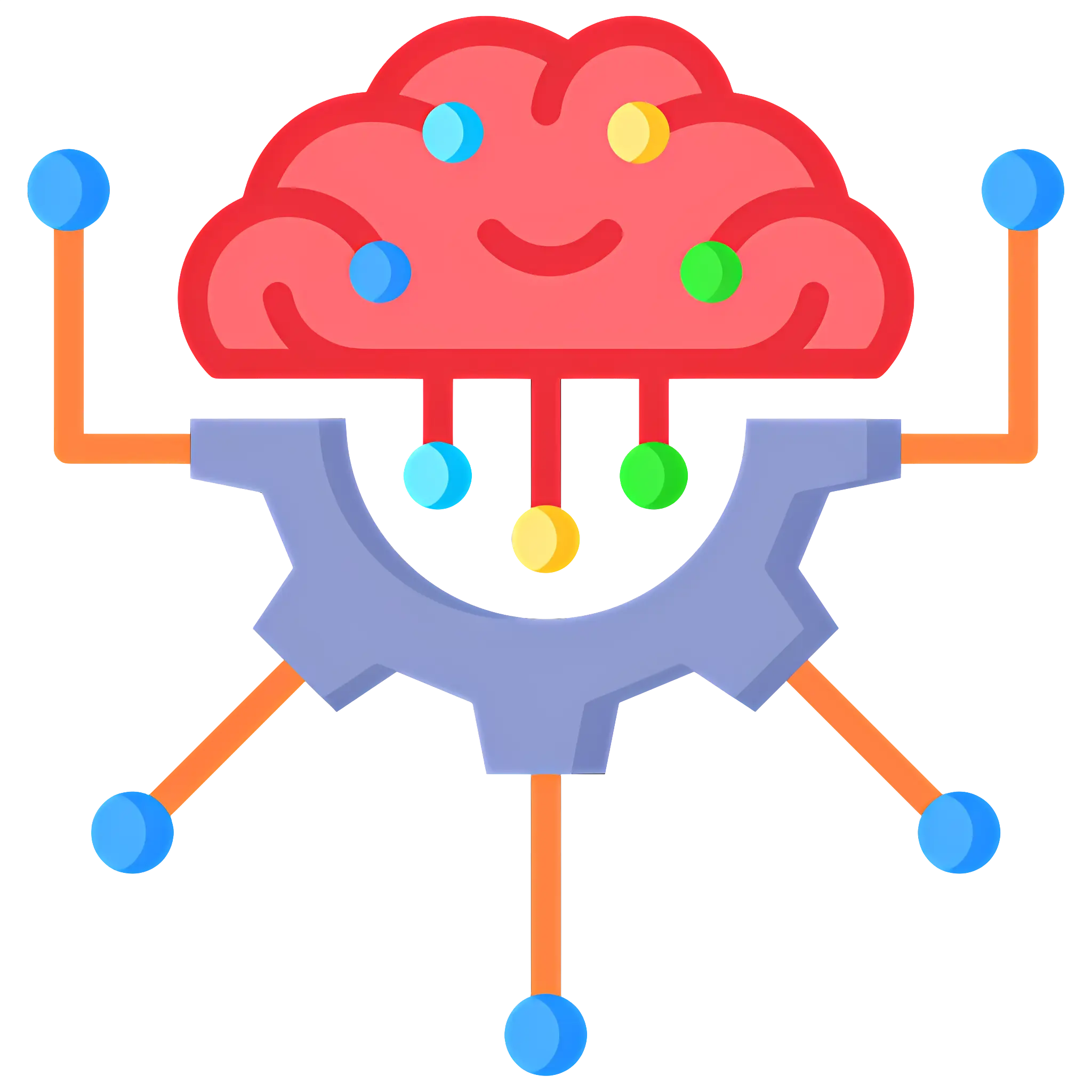 Brain and Gear Illustration for Technology Concept
