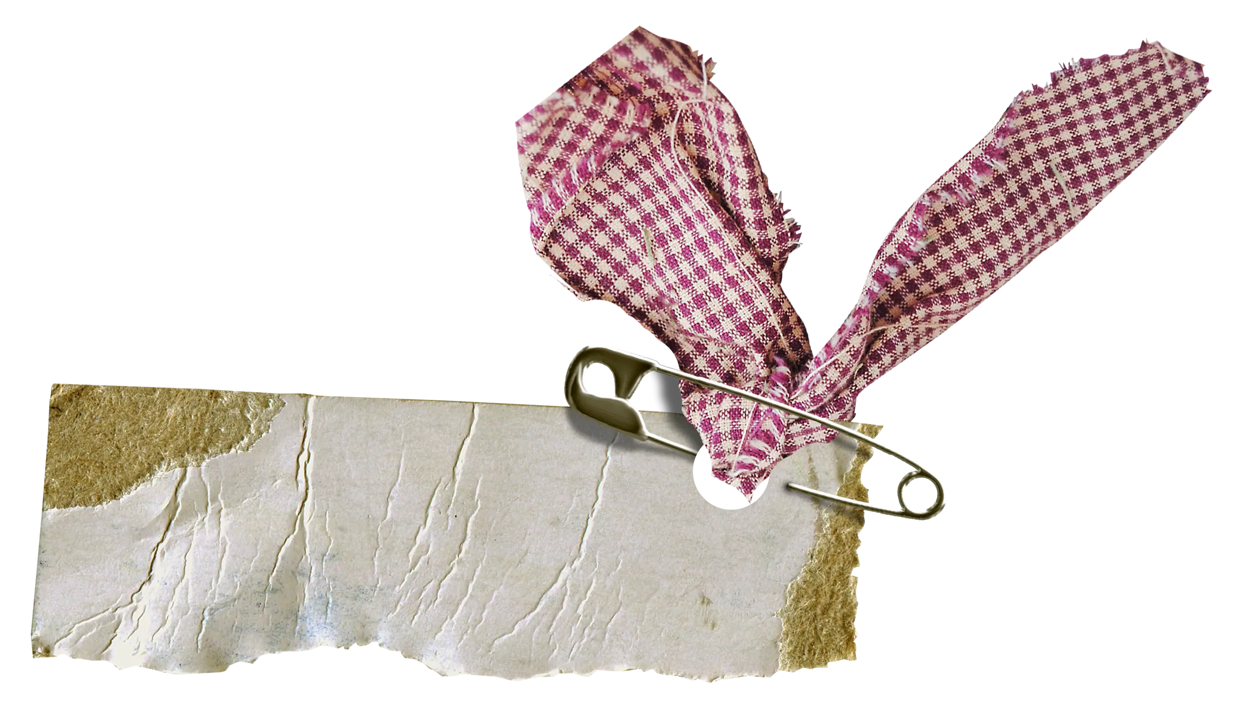 Torn Paper with Pin and Fabric