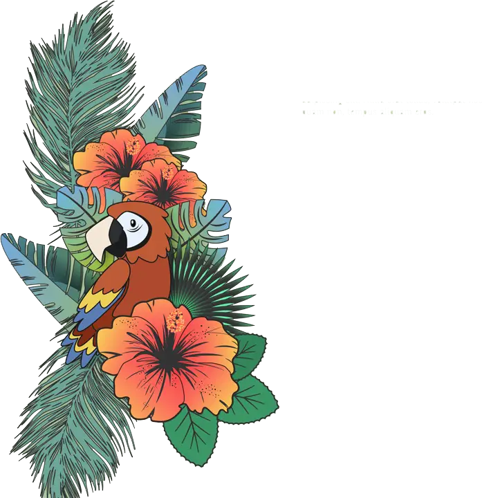 Colorful Parrot with Tropical Flowers