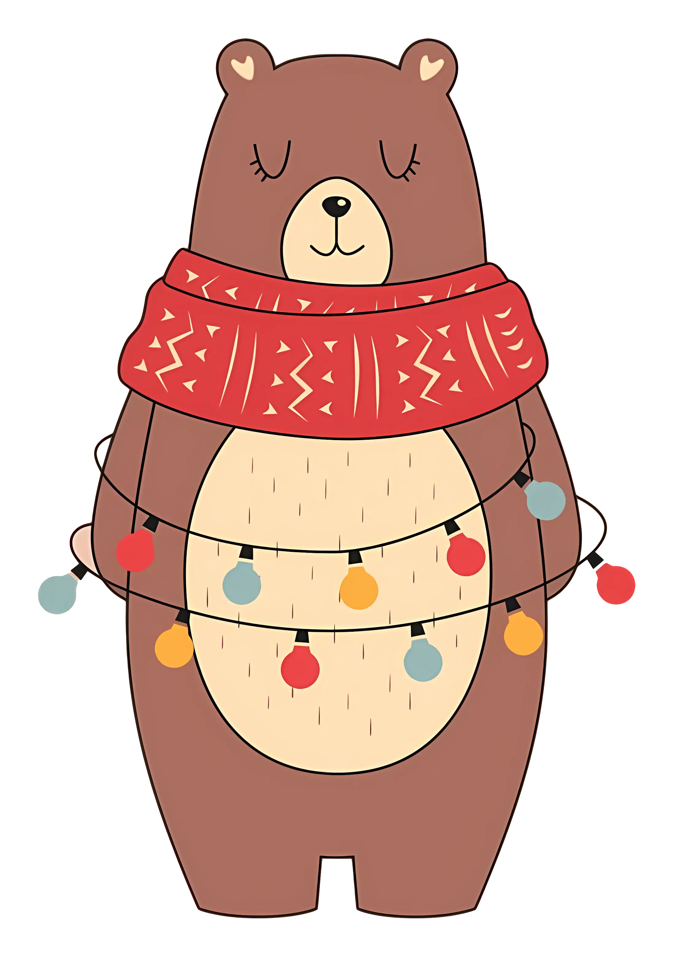 Cute Bear with Scarf and Lights