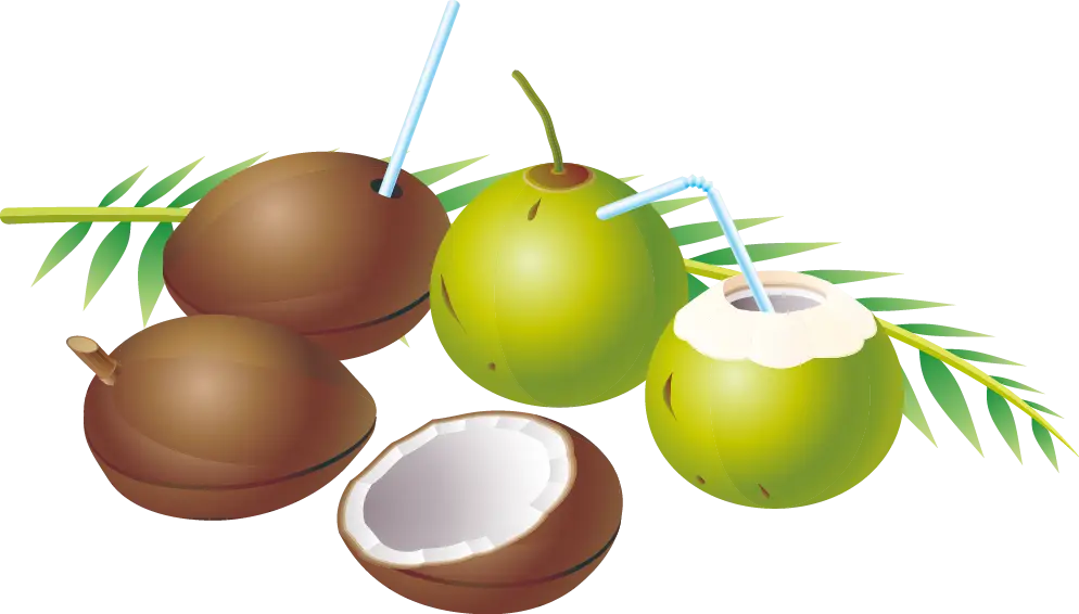Fresh Coconuts with Straws