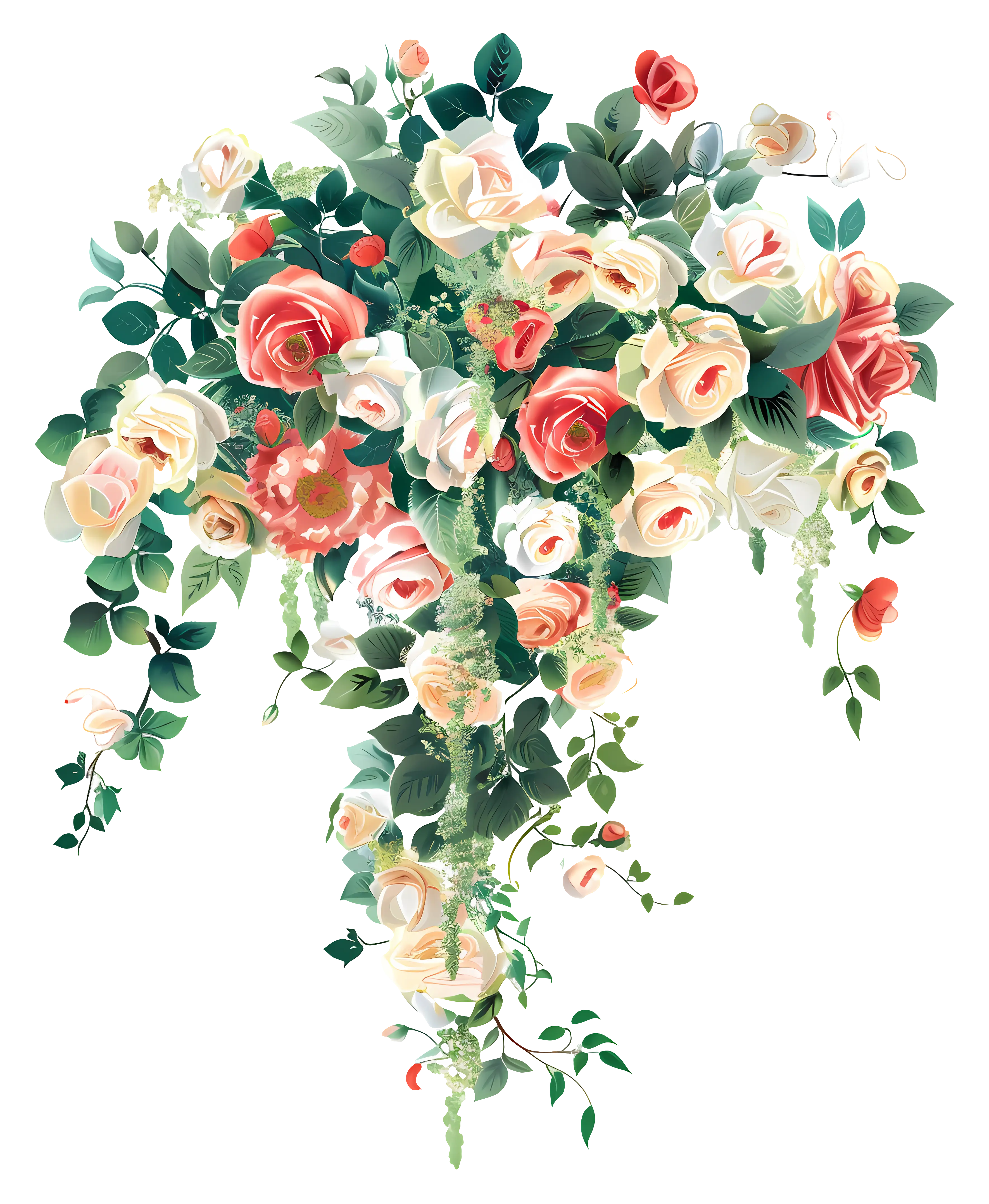 Hanging Rose Bouquet Illustration
