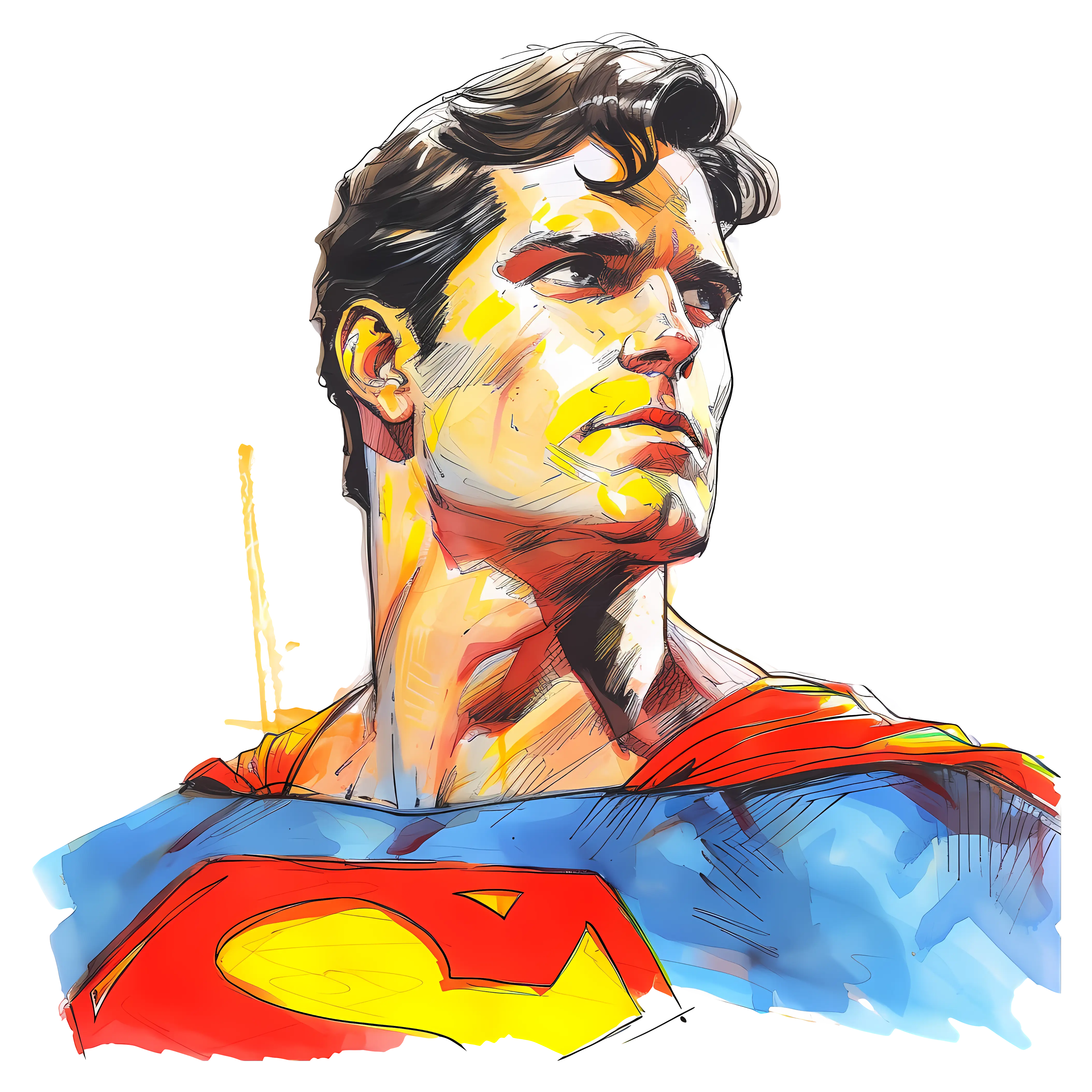 Cartoon Superhero with Red Cape Illustration