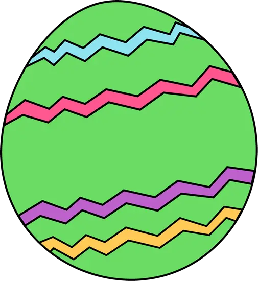 Green Easter Egg with Colorful Patterns