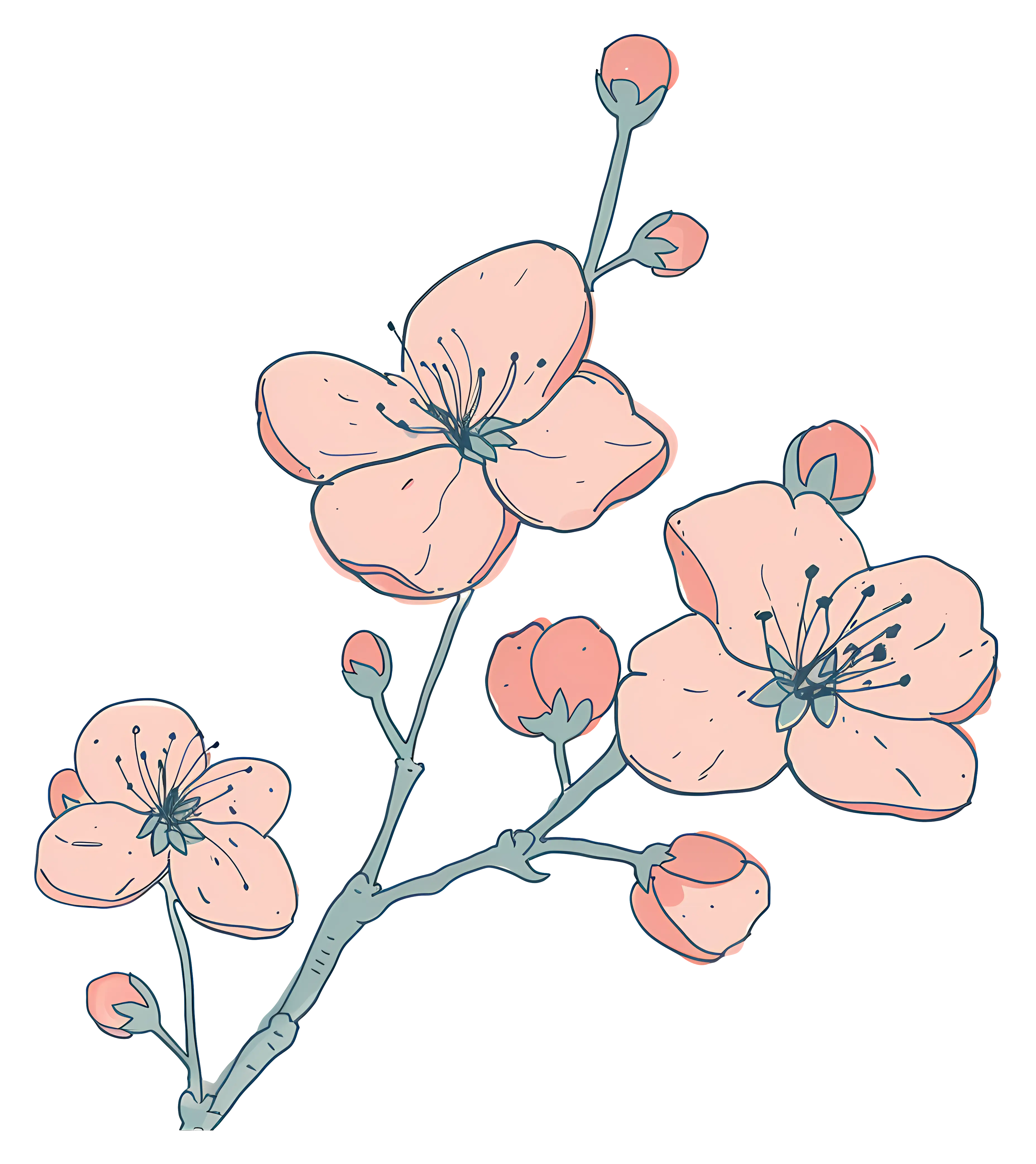 Cherry Blossoms on a Branch