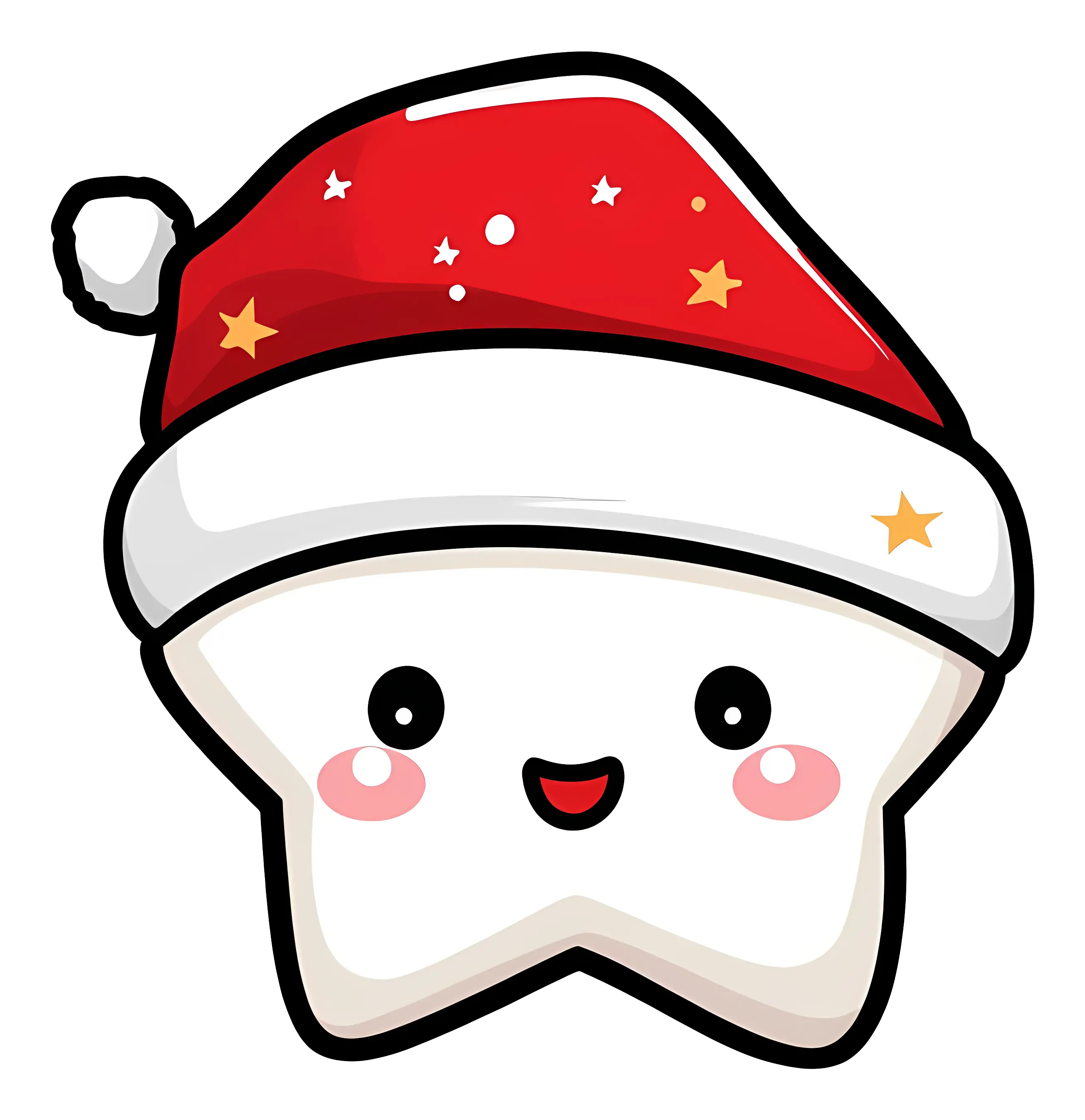 Star with Santa Hat and Smiling Face