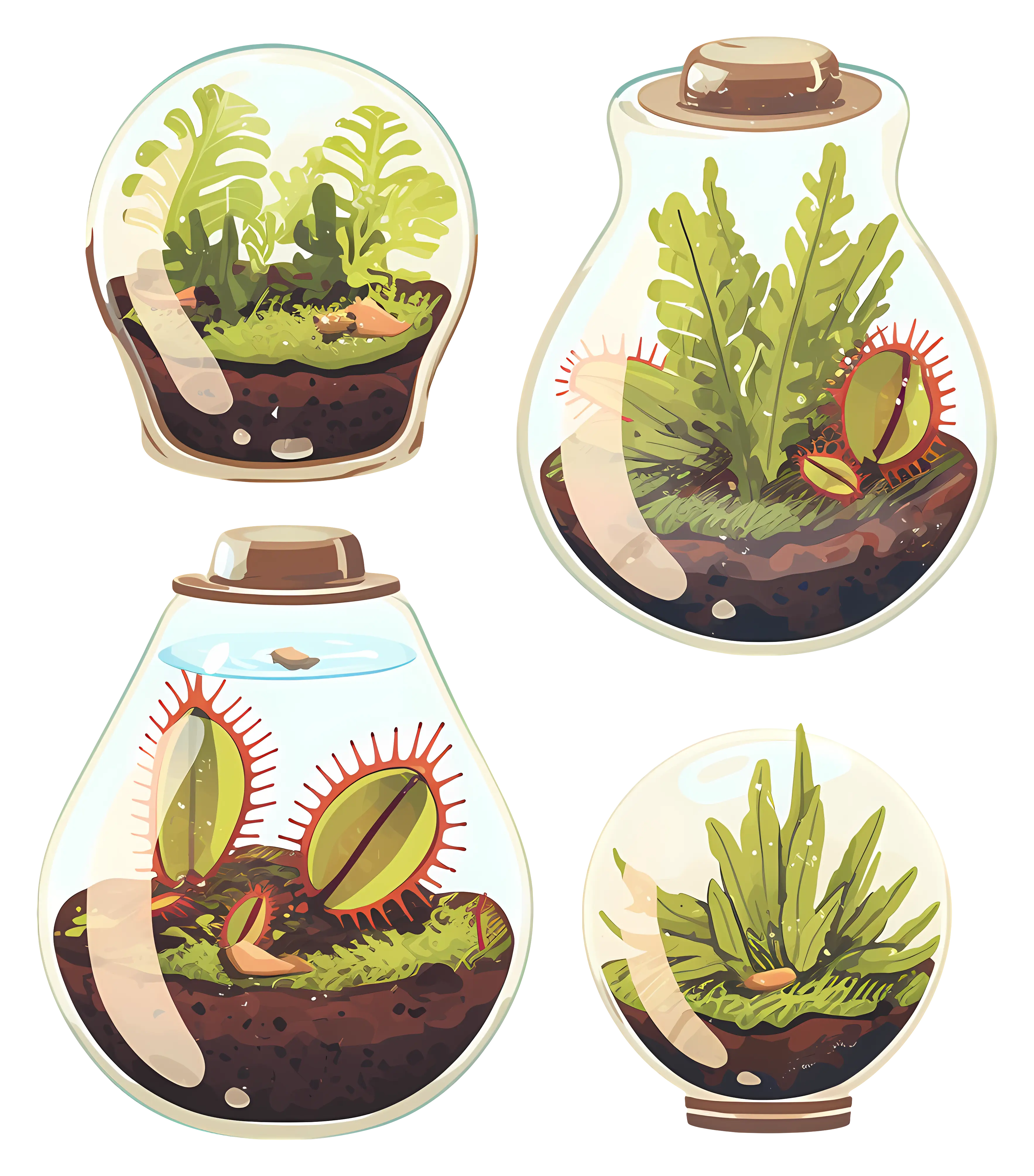 Collection of Green Terrariums Illustration