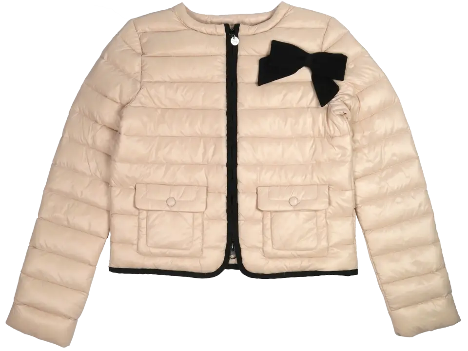 Cream Quilted Jacket with Bow