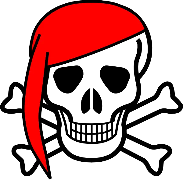 Pirate Skull with Red Bandana