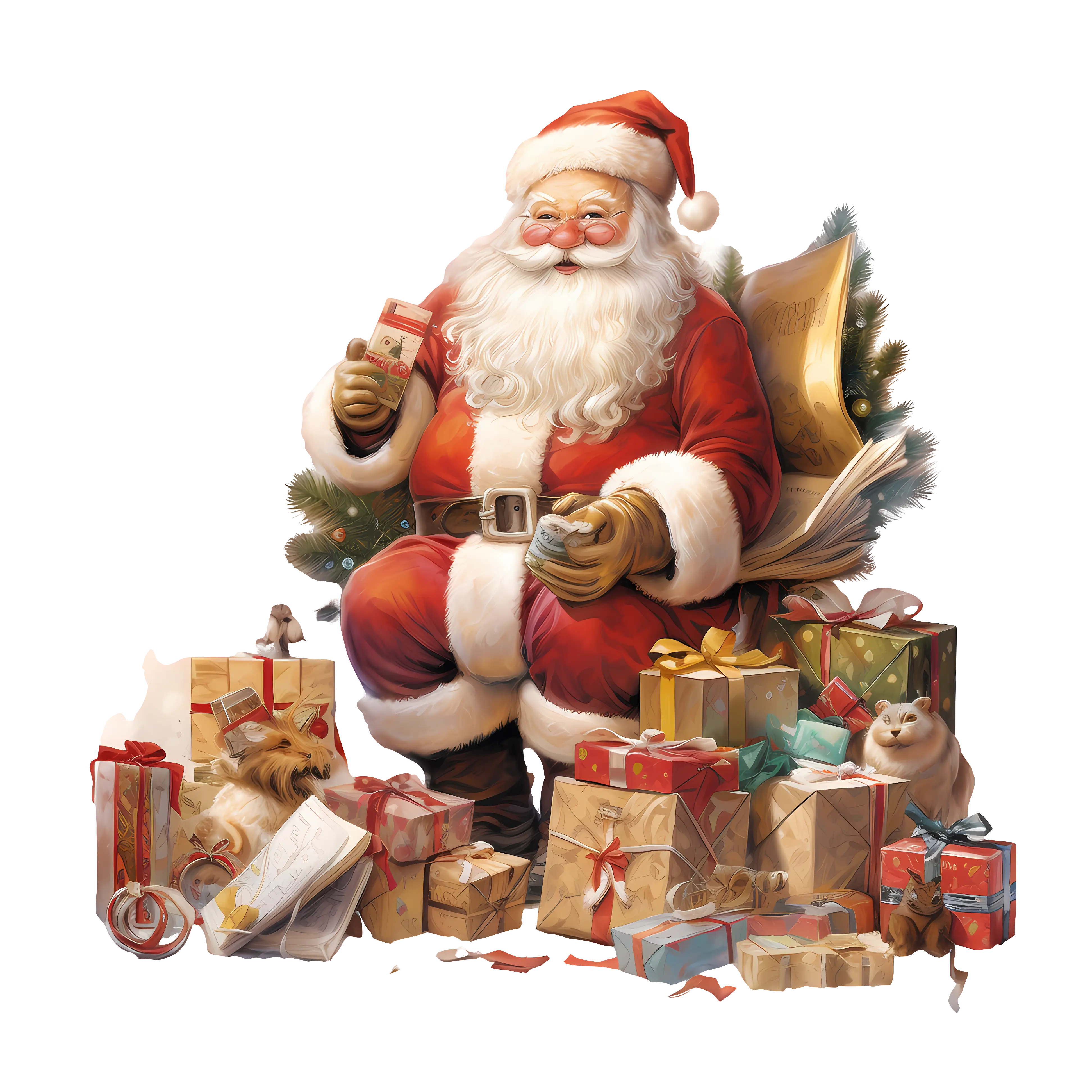 Santa Claus with Christmas Gifts for the Holidays