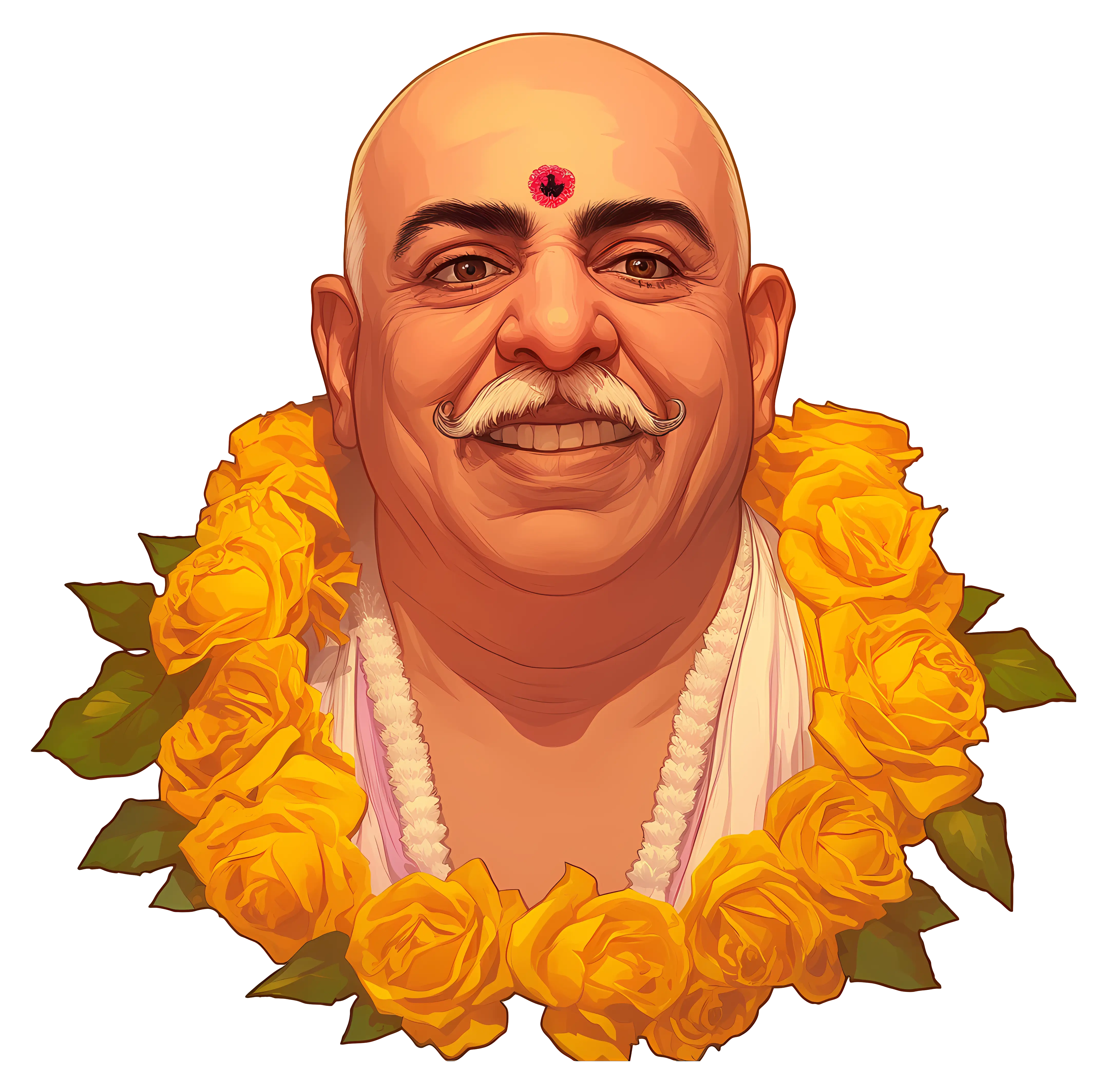 Portrait of Smiling Man with Floral Garland