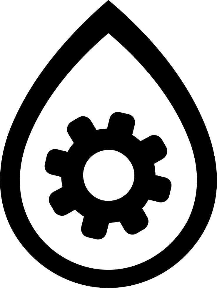 Water Drop Icon with Embedded Gear Symbol