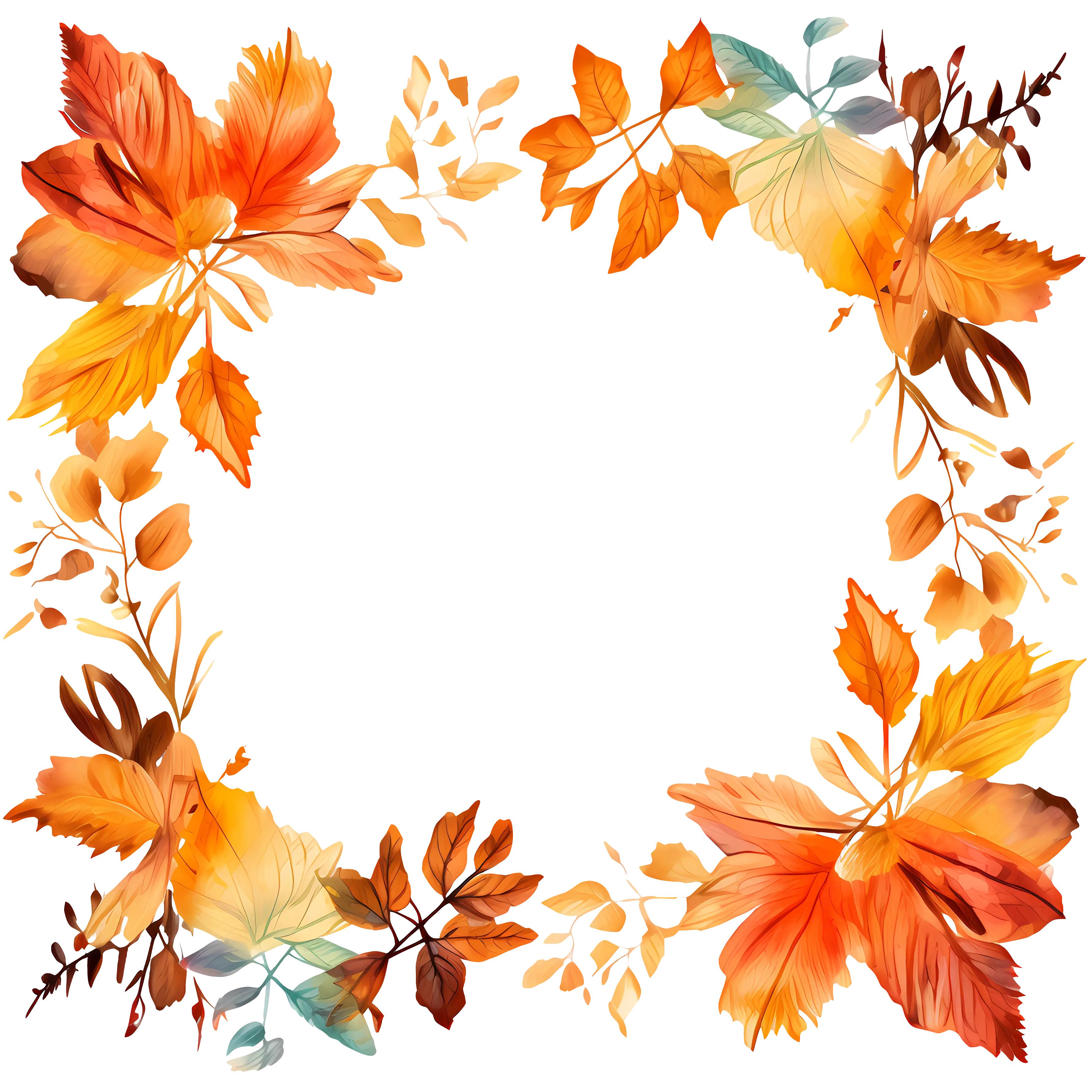 Autumn Leaves Frame with Warm Colors