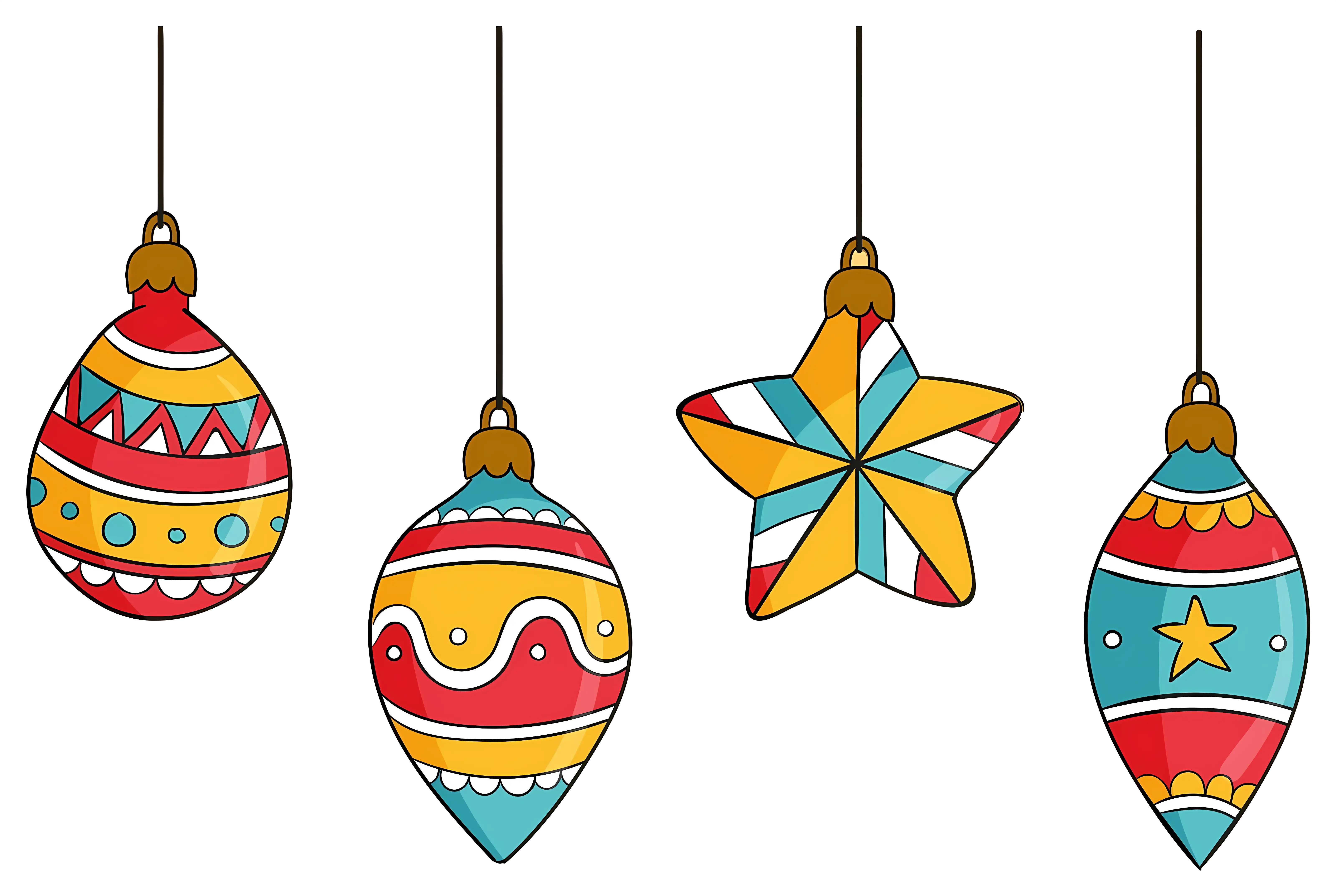 Colorful Hanging Holiday Ornaments