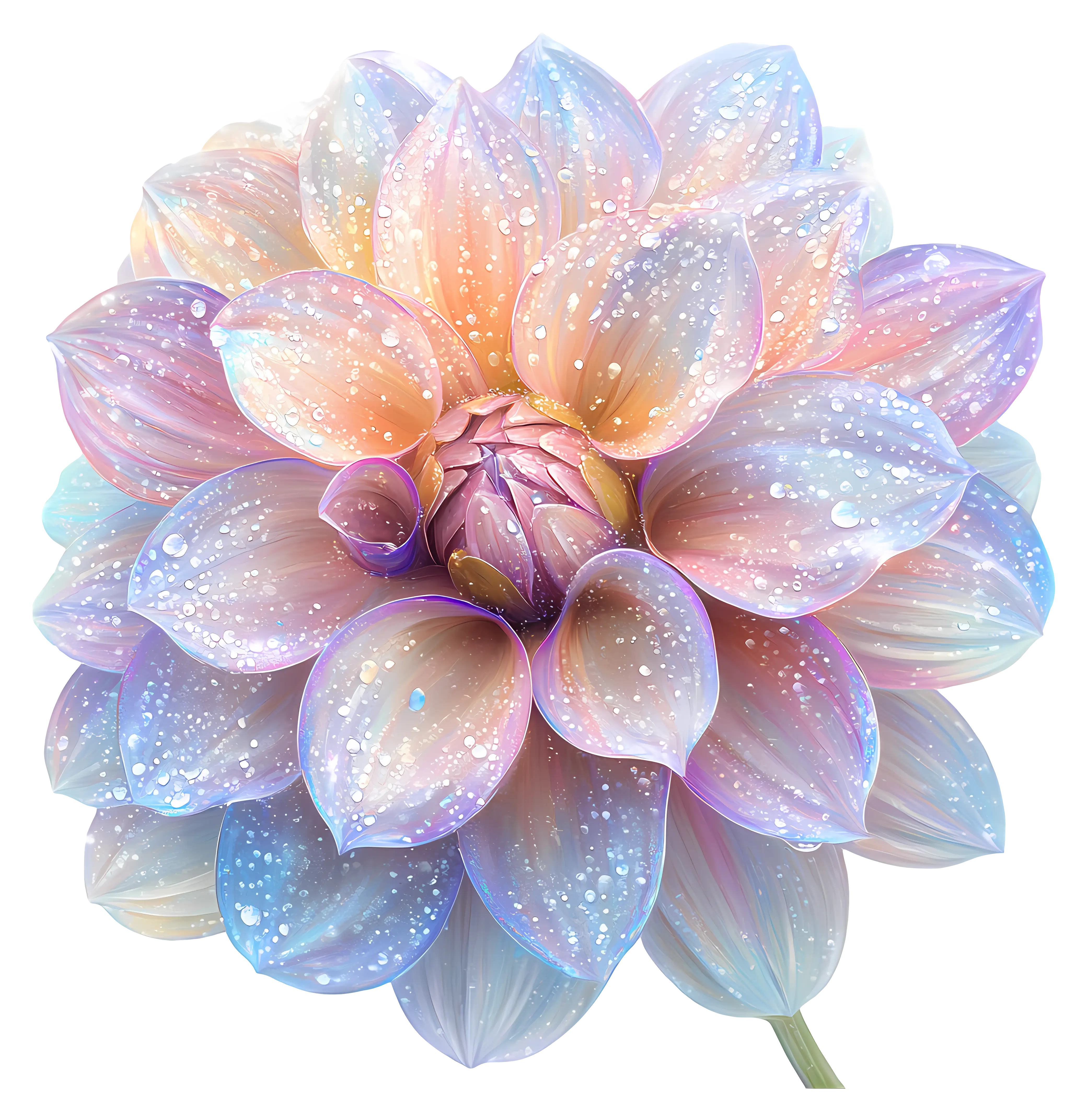 Pastel Dahlia with Water Droplets