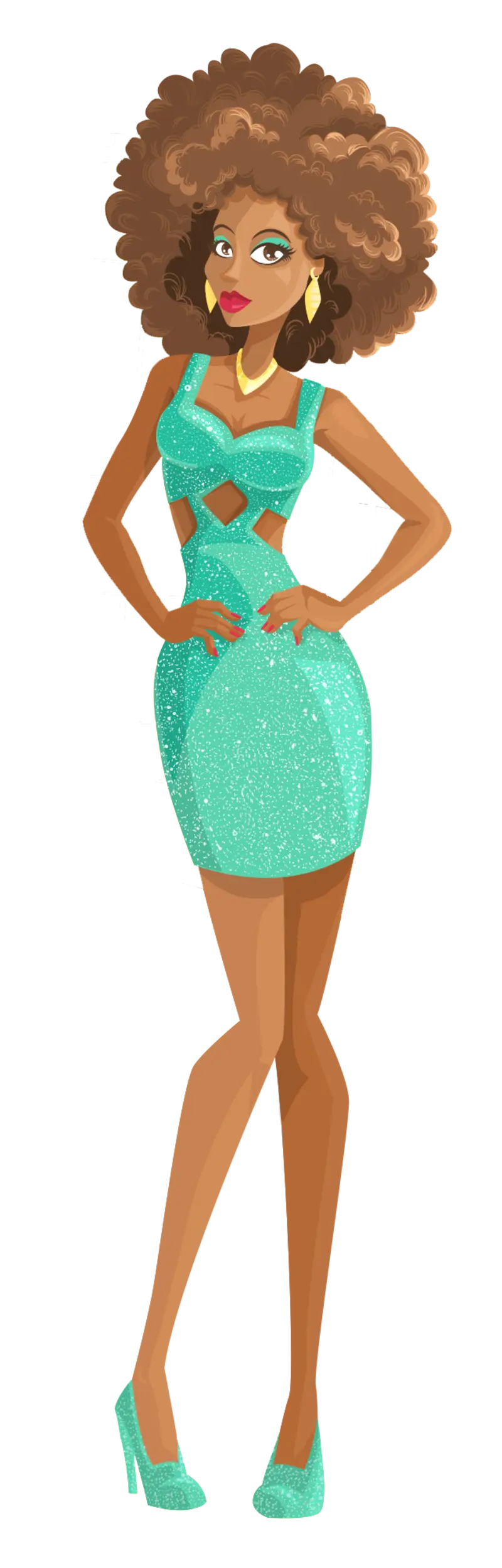 Fashionable Woman in Green Dress