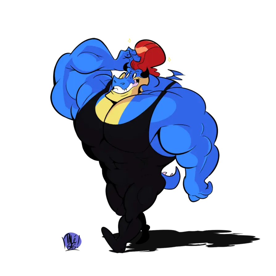 Muscular Blue Cartoon Character