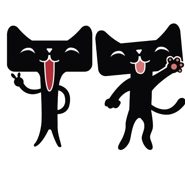 Black Cartoon Cats with Happy Expressions