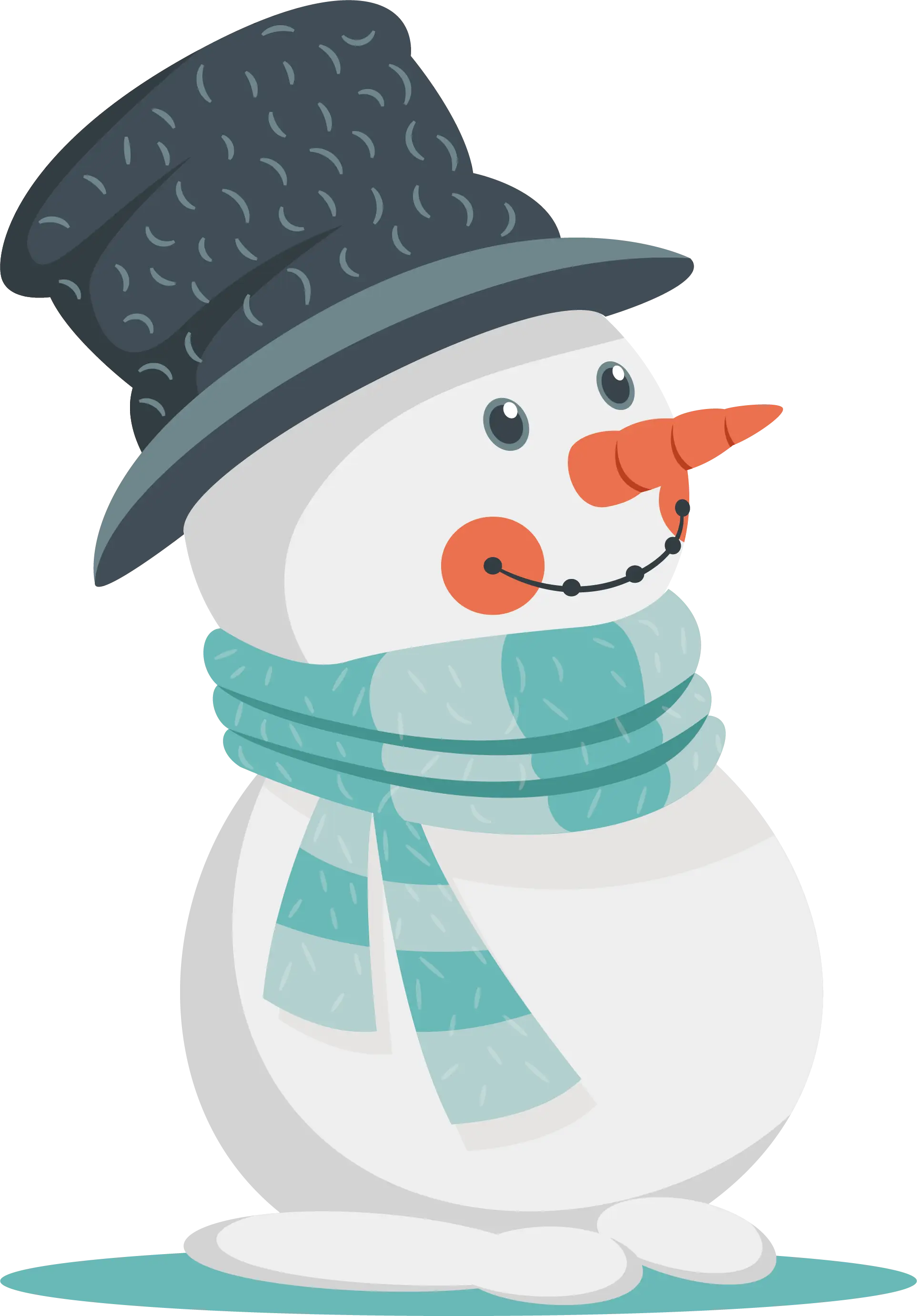 Snowman in Winter with Black Hat and Blue Scarf