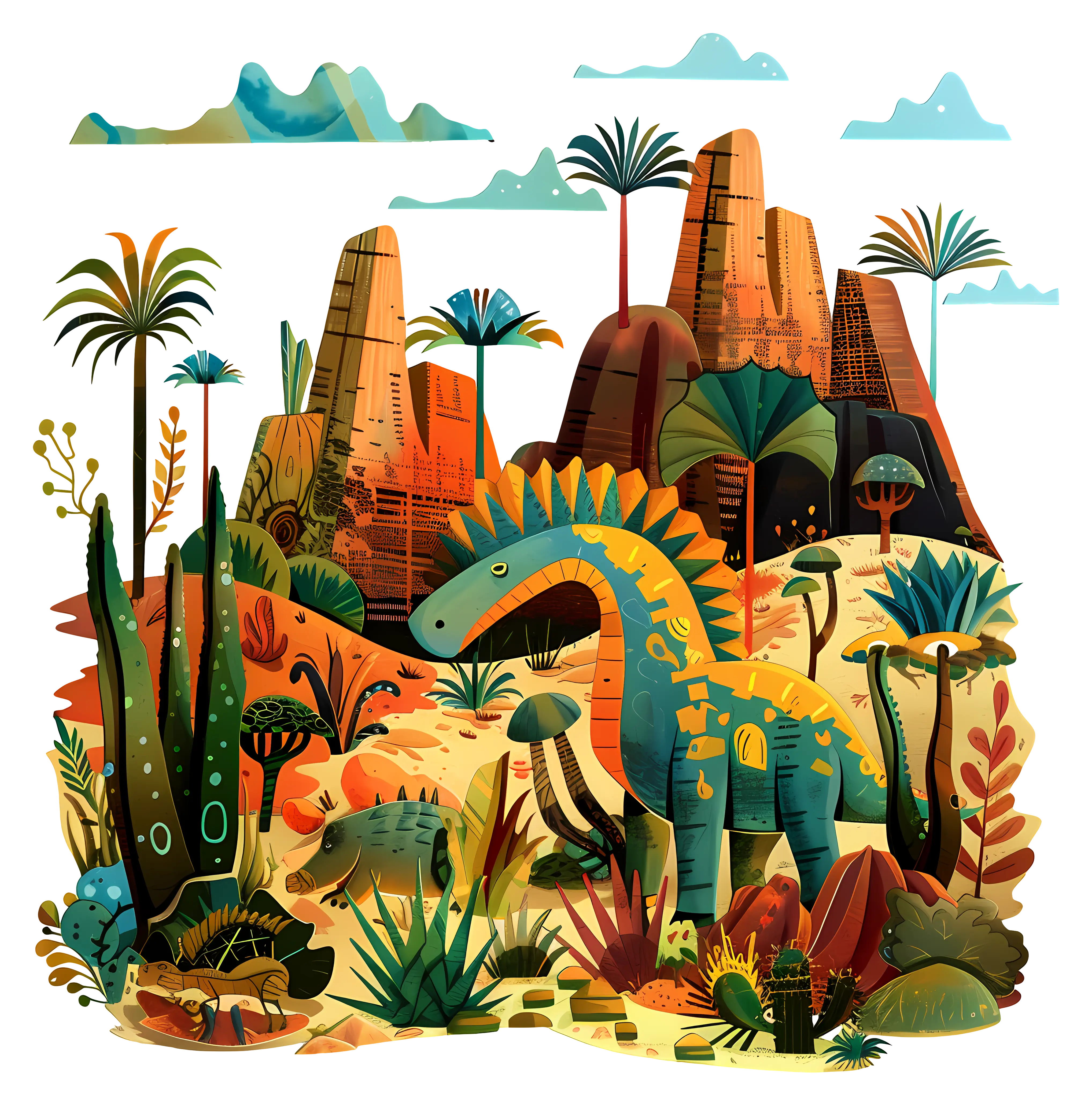 Dinosaur in the Desert Illustration