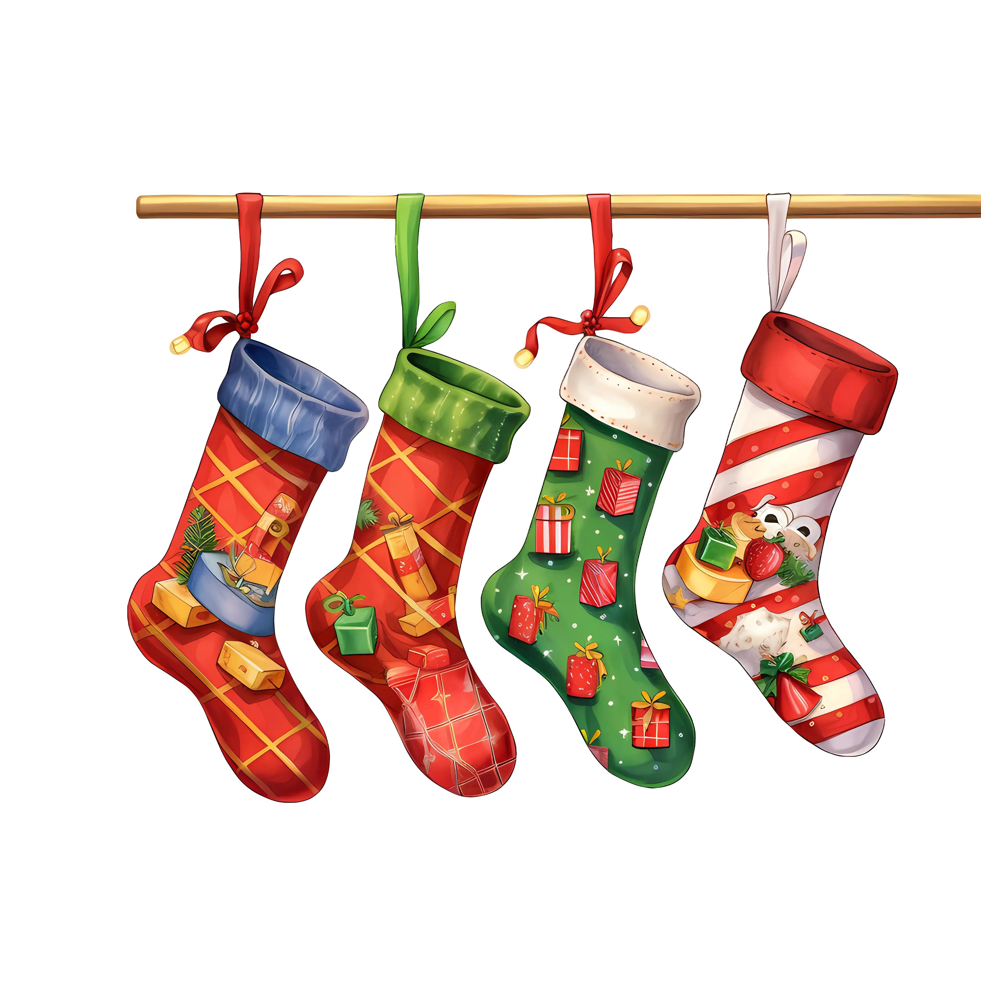 Christmas Stockings with Festive Decorations