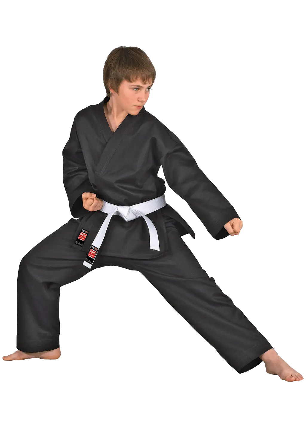 Karate Kid in Black Uniform Practicing