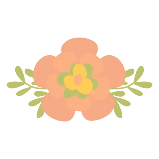 Orange Flower Illustration with Green Leaves