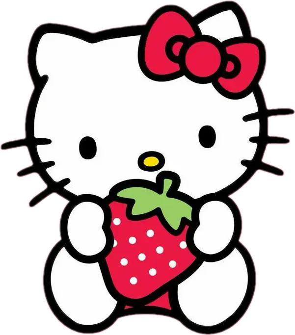 Hello Kitty Holding a Strawberry