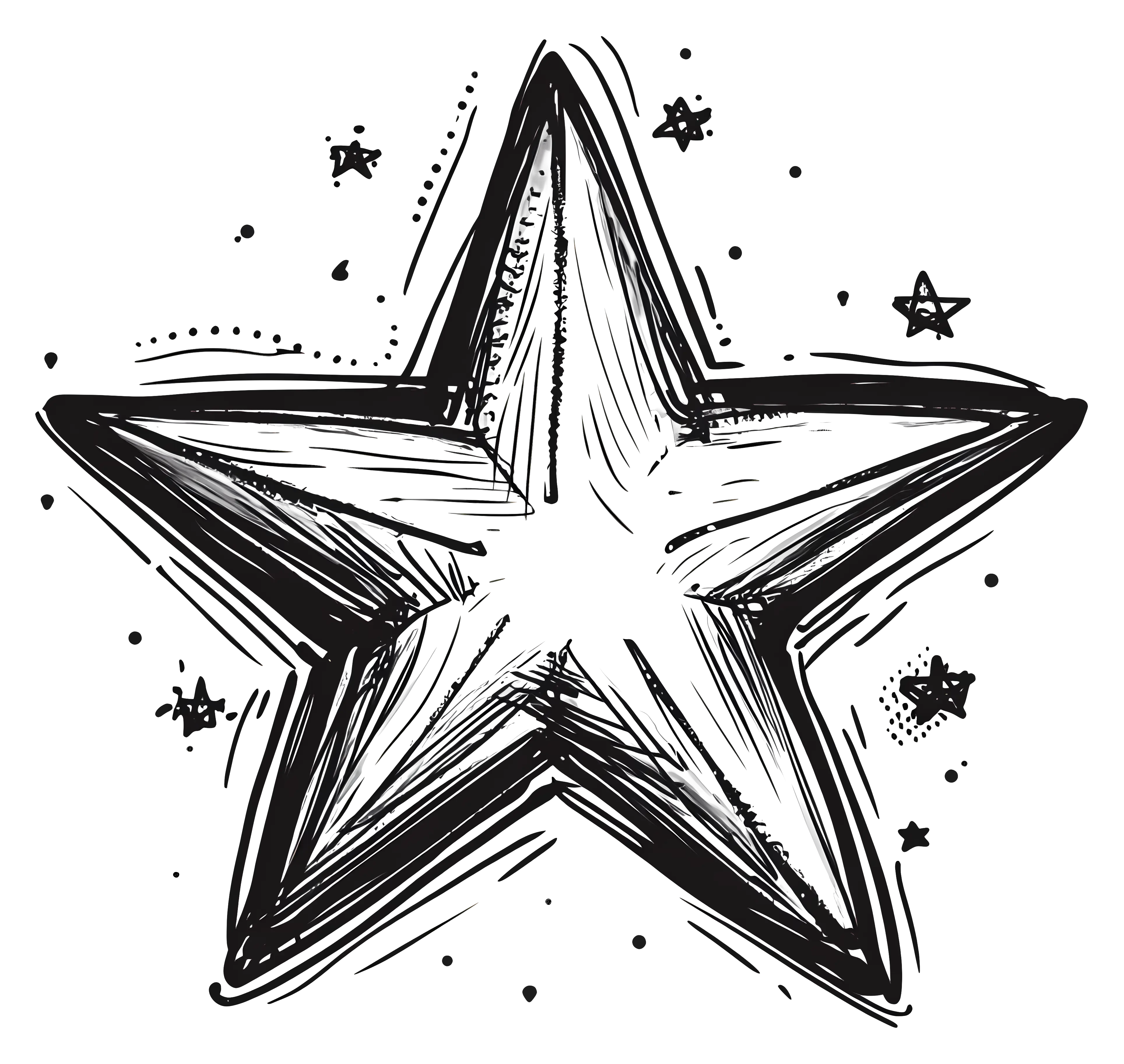 Black and White Star Sketch