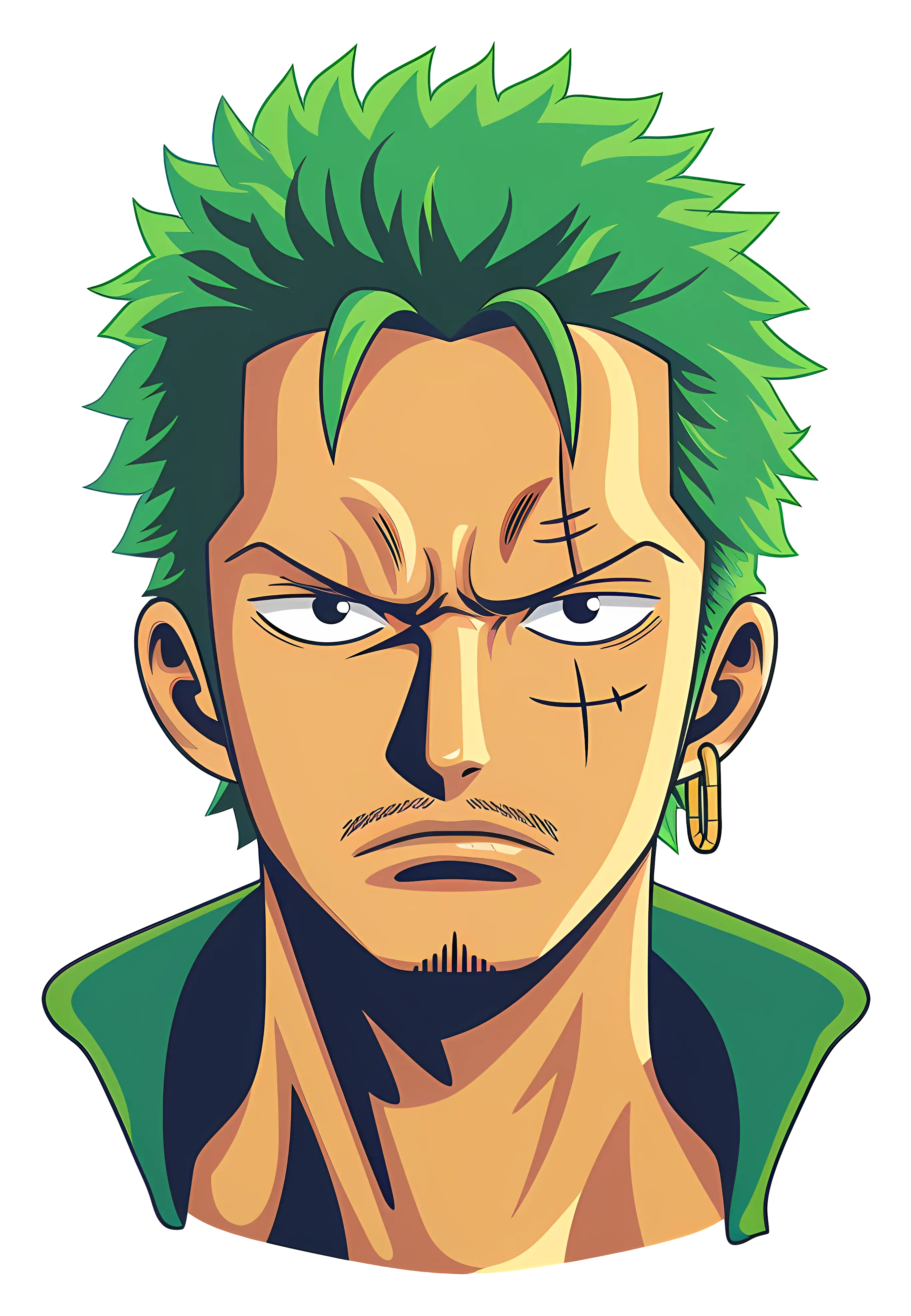 Green-Haired Anime Hero Character Illustration